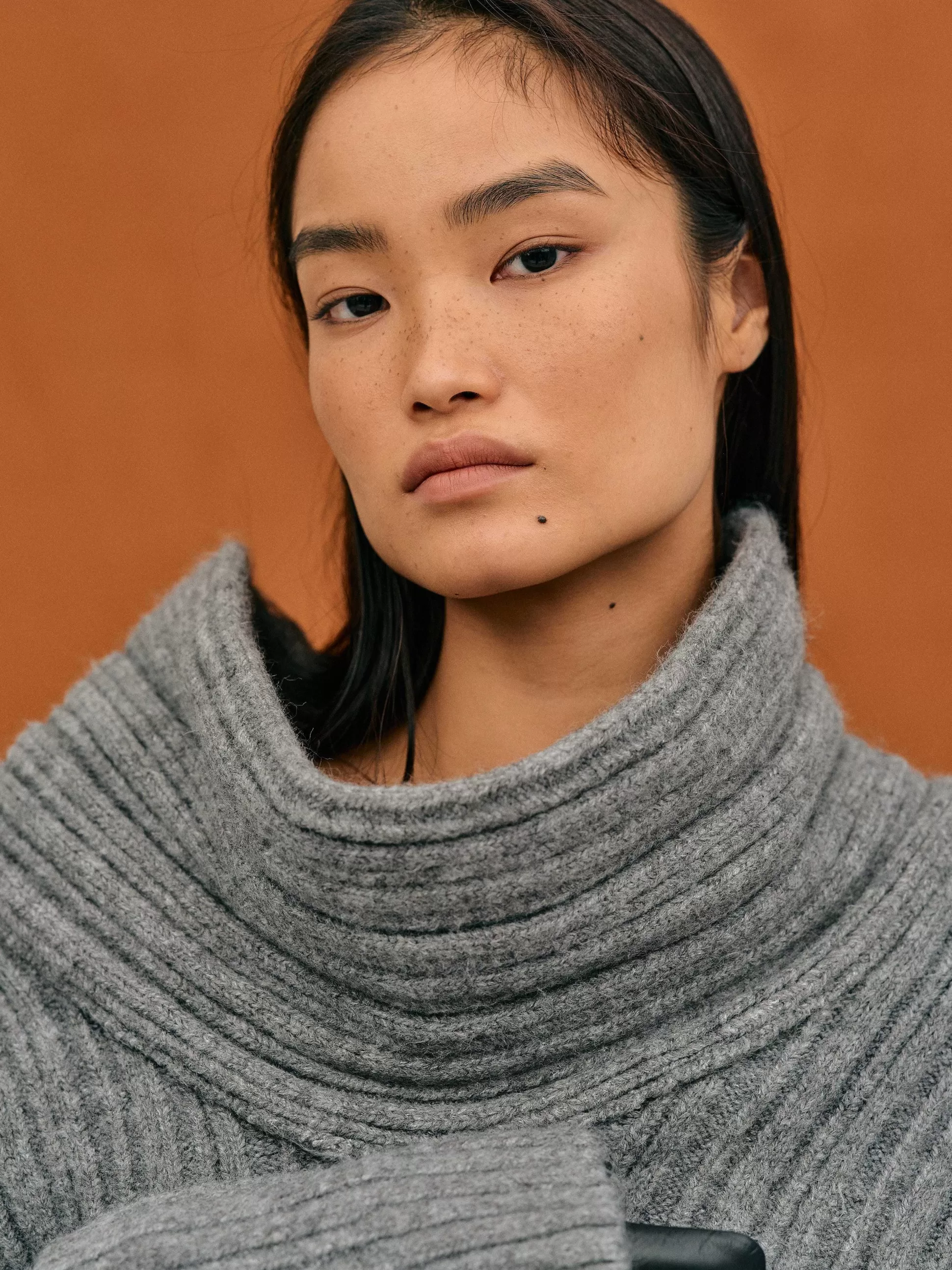 Women Source Unknown Accessories-Becca Oversized High Roll Knit Pullover, Storm Grey