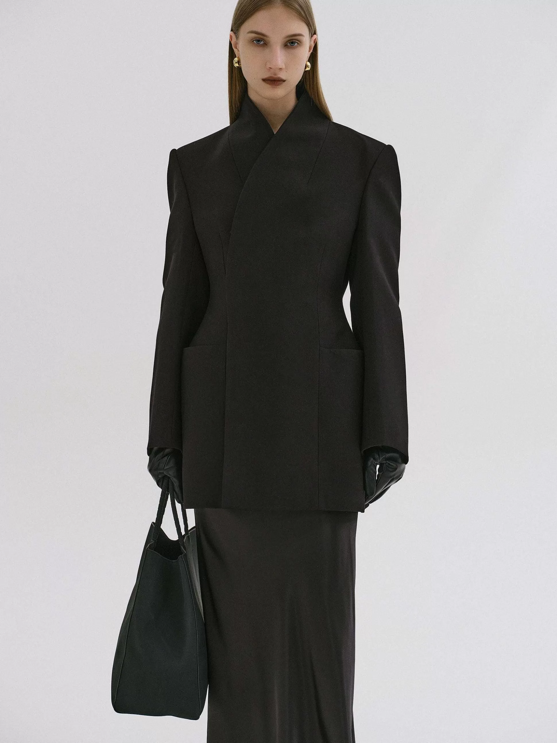 Women Source Unknown Clothing-Corrin Wrap Blazer, Black