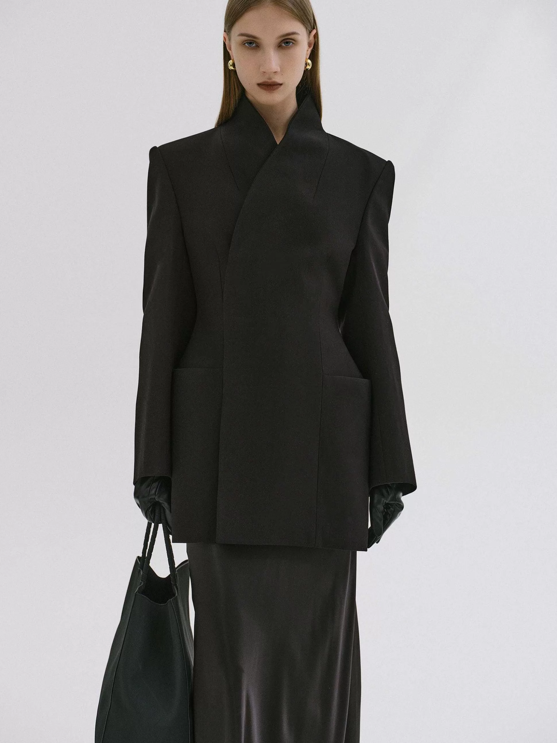 Women Source Unknown Clothing-Corrin Wrap Blazer, Black