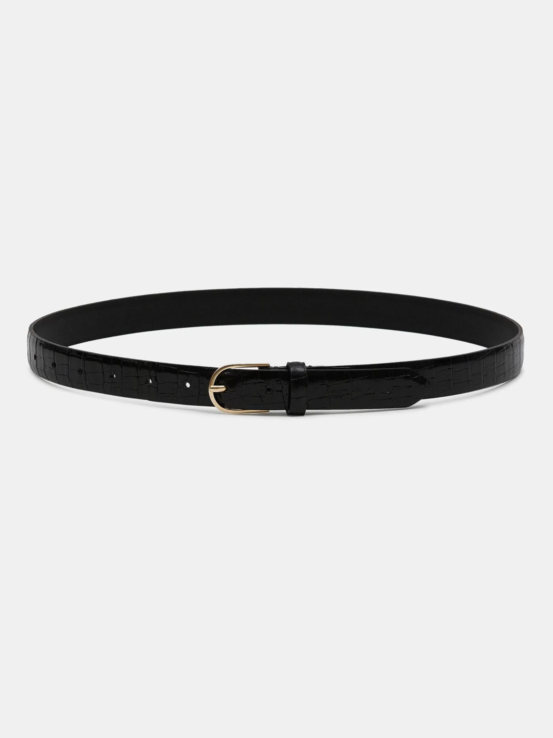 Women Source Unknown Clothing-Croc-Effect Belt, Black