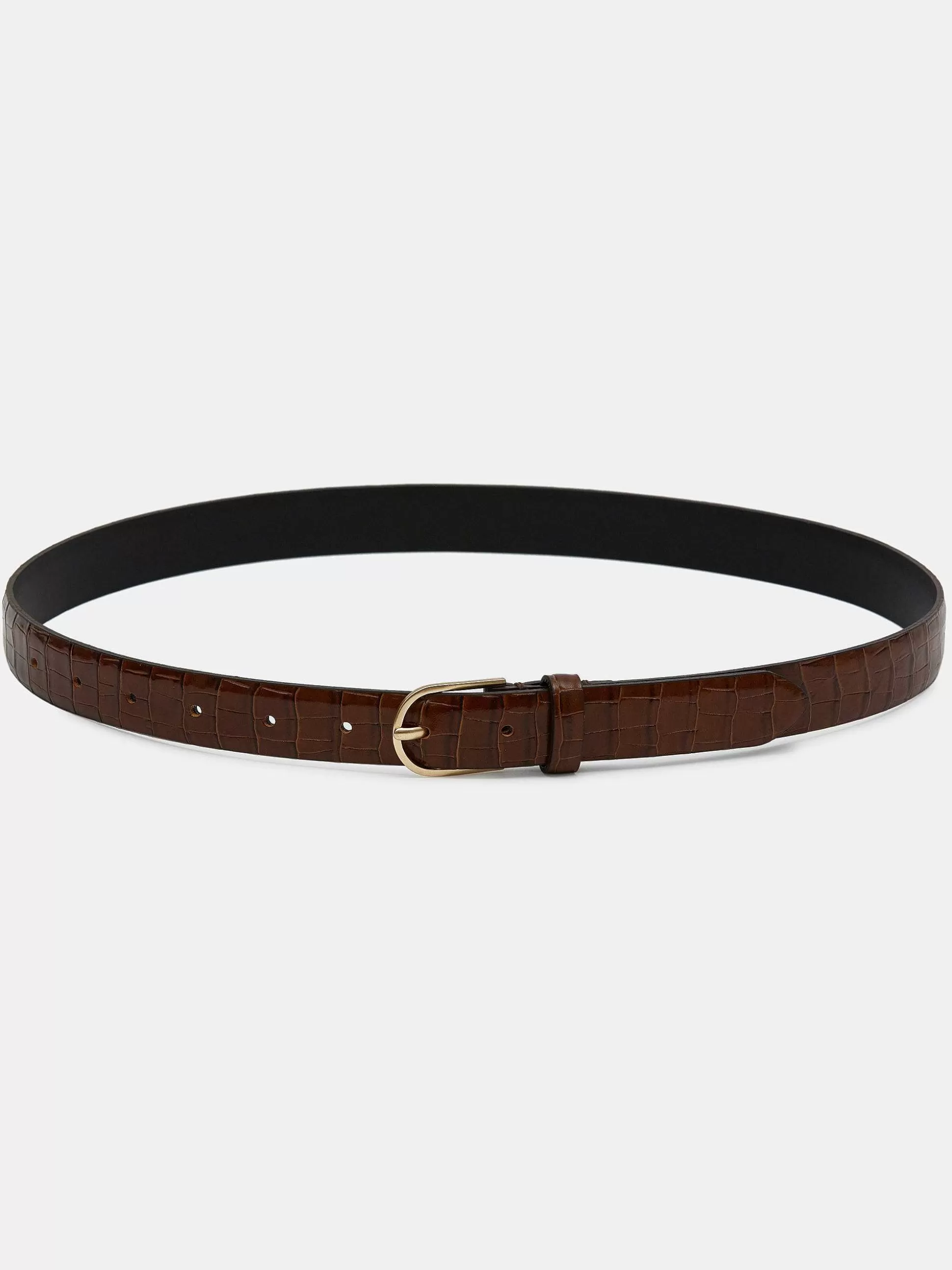 Women Source Unknown Clothing-Croc-Effect Belt, Brown