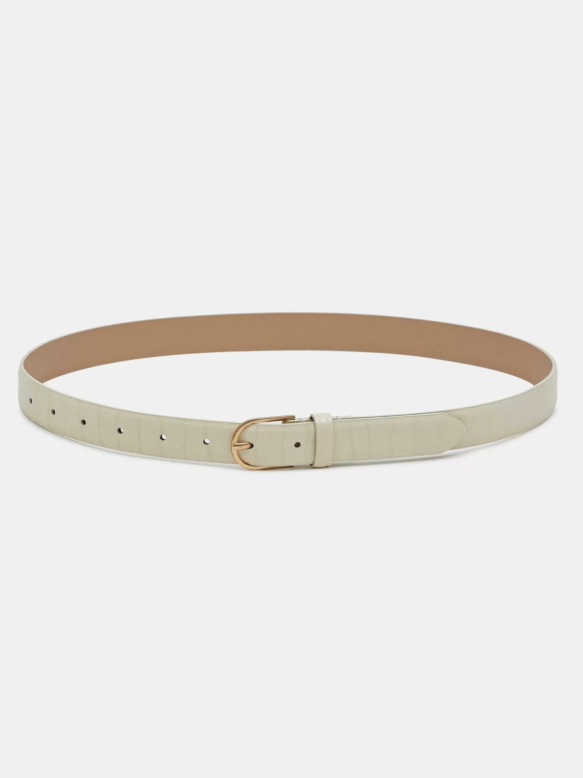 Women Source Unknown Clothing-Croc-Effect Belt, Ivory