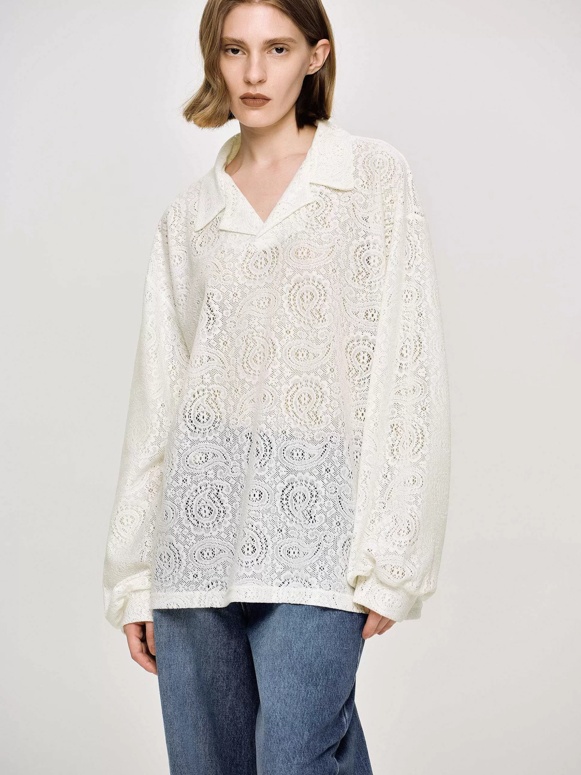 Women Source Unknown Accessories-Crochet Collar Top, Ivory