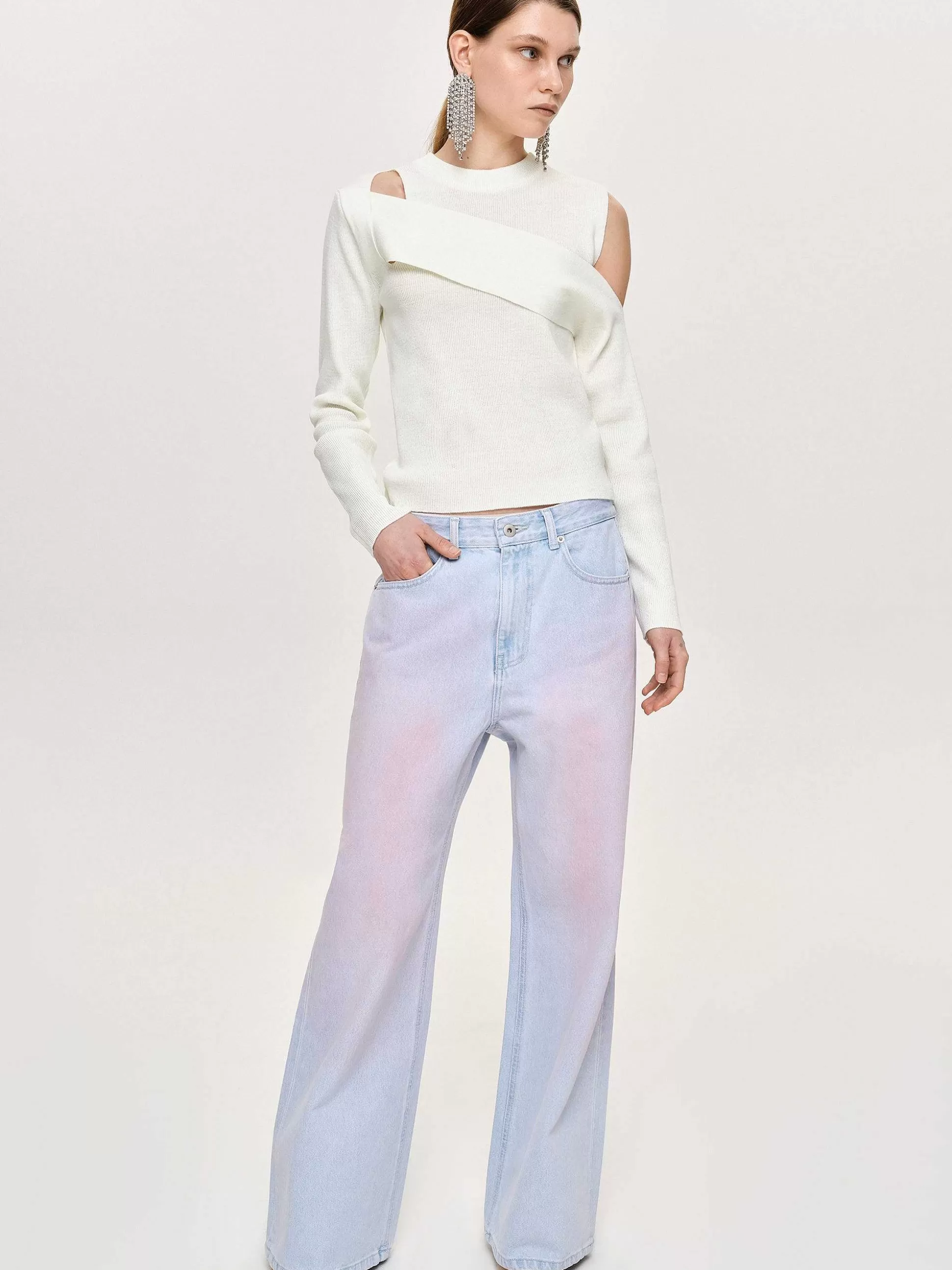 Women Source Unknown Clothing-Draped Cut-Out Knit, White