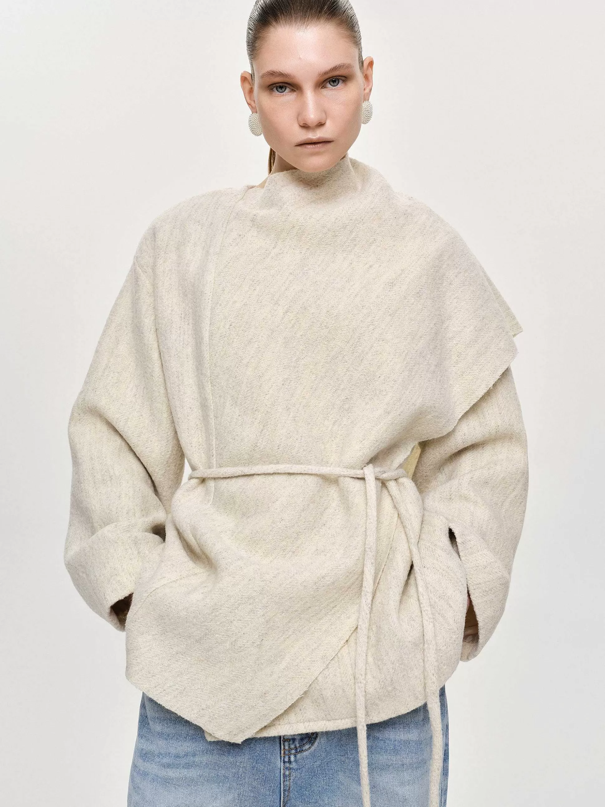 Women Source Unknown Accessories-Edmea Scarf-Detailed Jacket, Egret