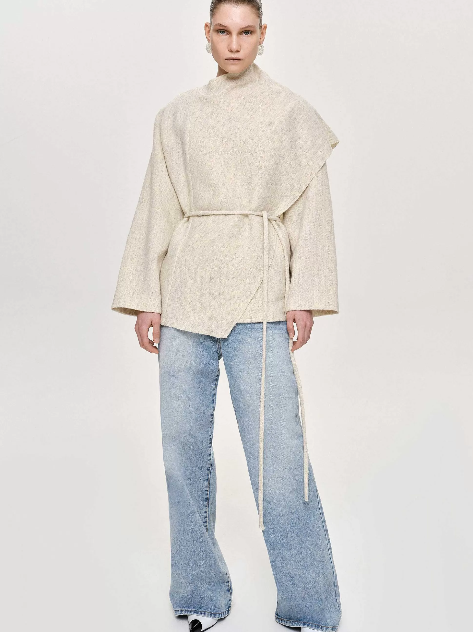 Women Source Unknown Accessories-Edmea Scarf-Detailed Jacket, Egret