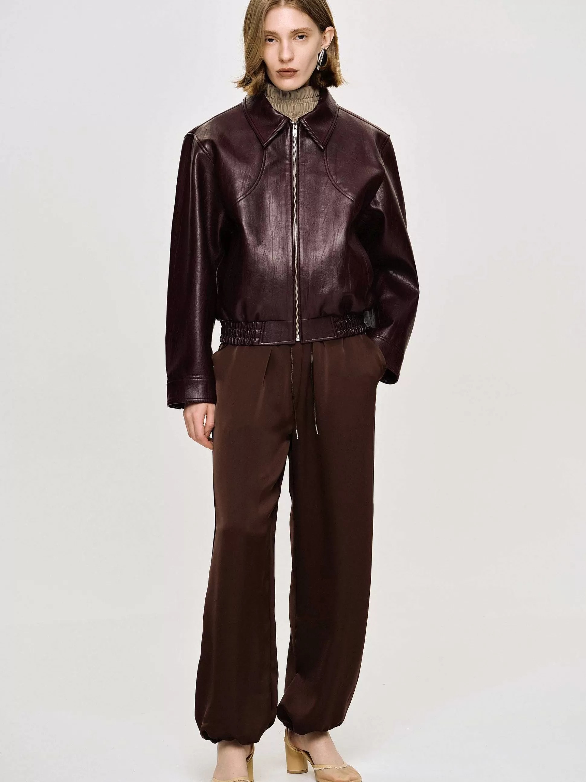 Women Source Unknown Accessories-Ennio Faux-Leather Bomber Jacket,