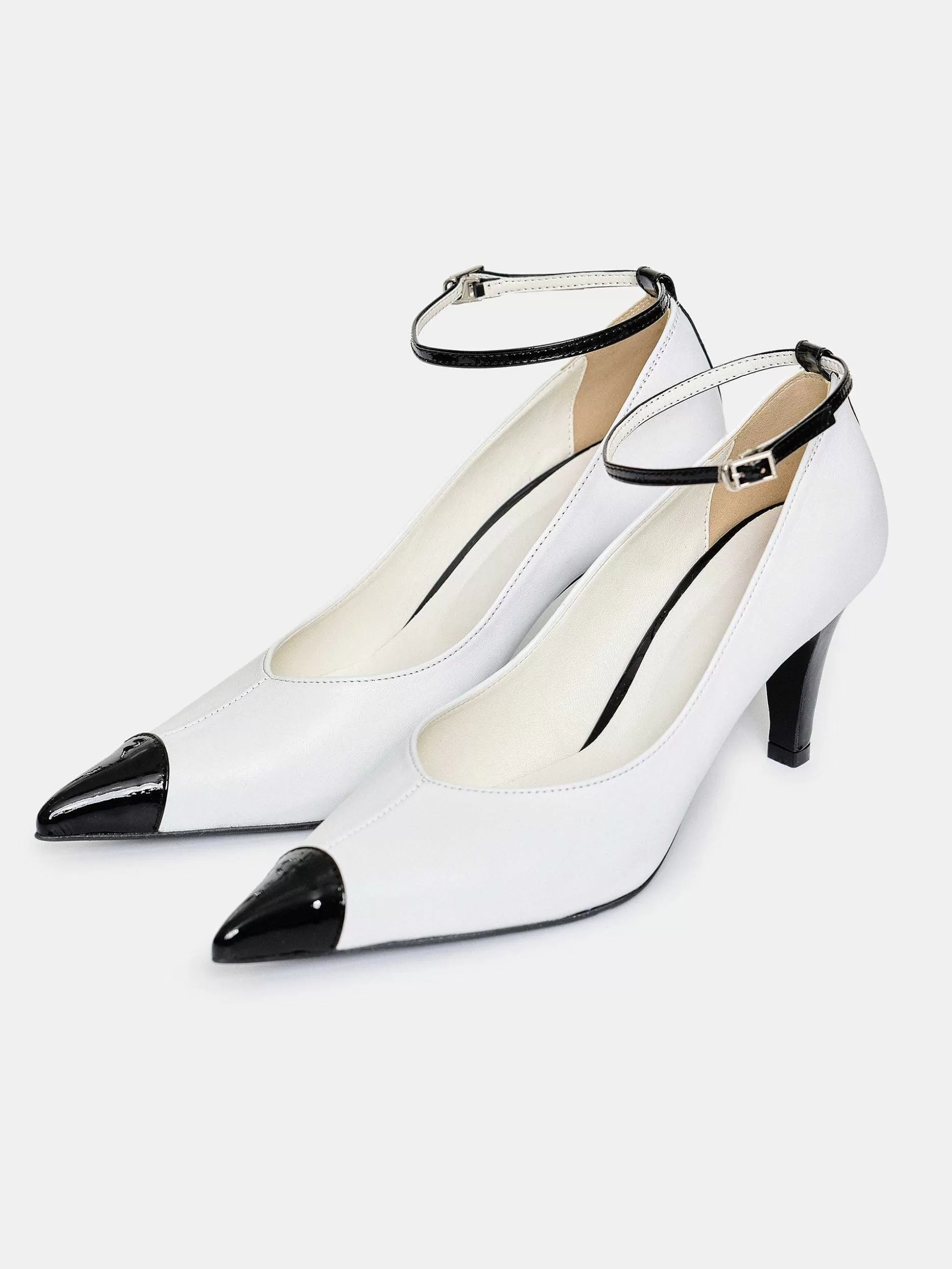 Women Source Unknown Shoes & Bags-Ester Bicolor Ankle-Strap Heels, White
