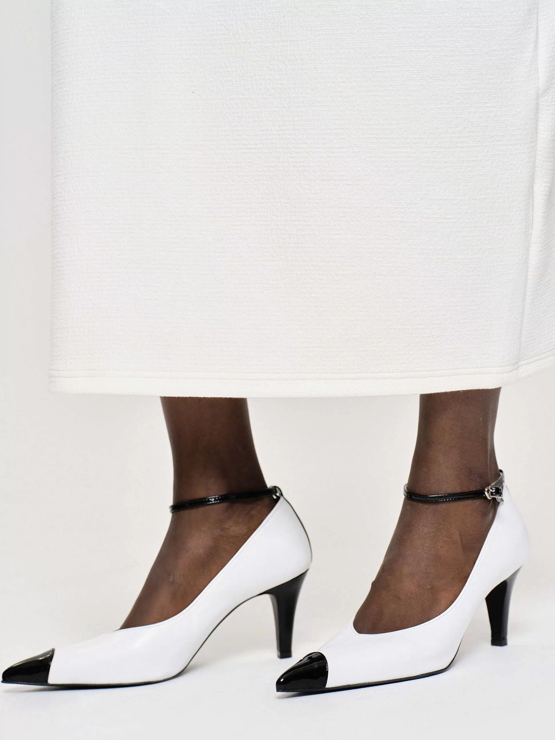 Women Source Unknown Shoes & Bags-Ester Bicolor Ankle-Strap Heels, White