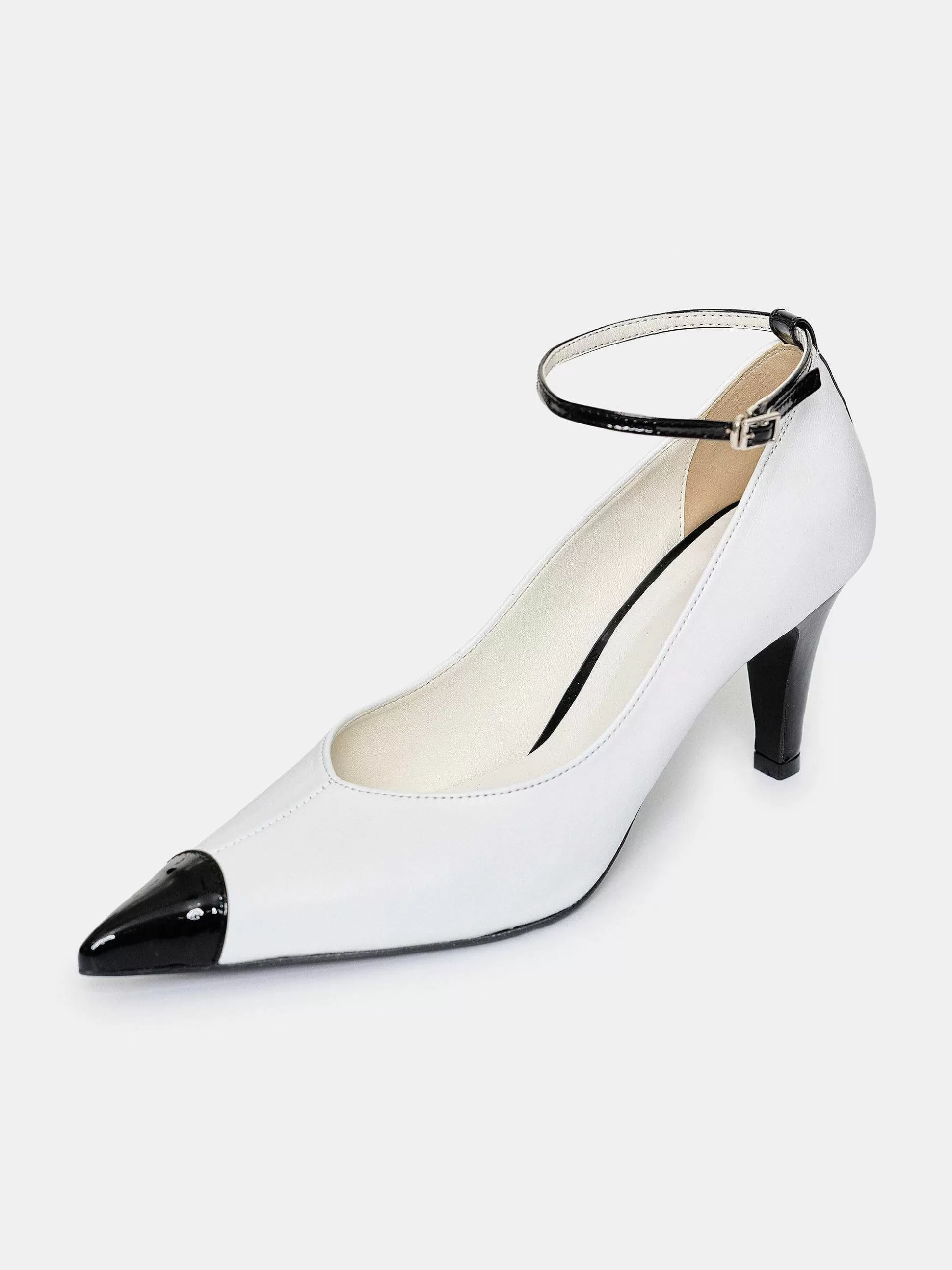 Women Source Unknown Shoes & Bags-Ester Bicolor Ankle-Strap Heels, White