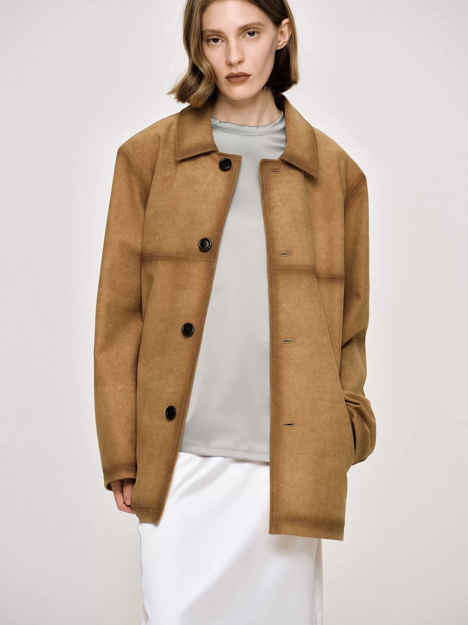 Women Source Unknown Accessories-Faded Sponge Jacket, Camel