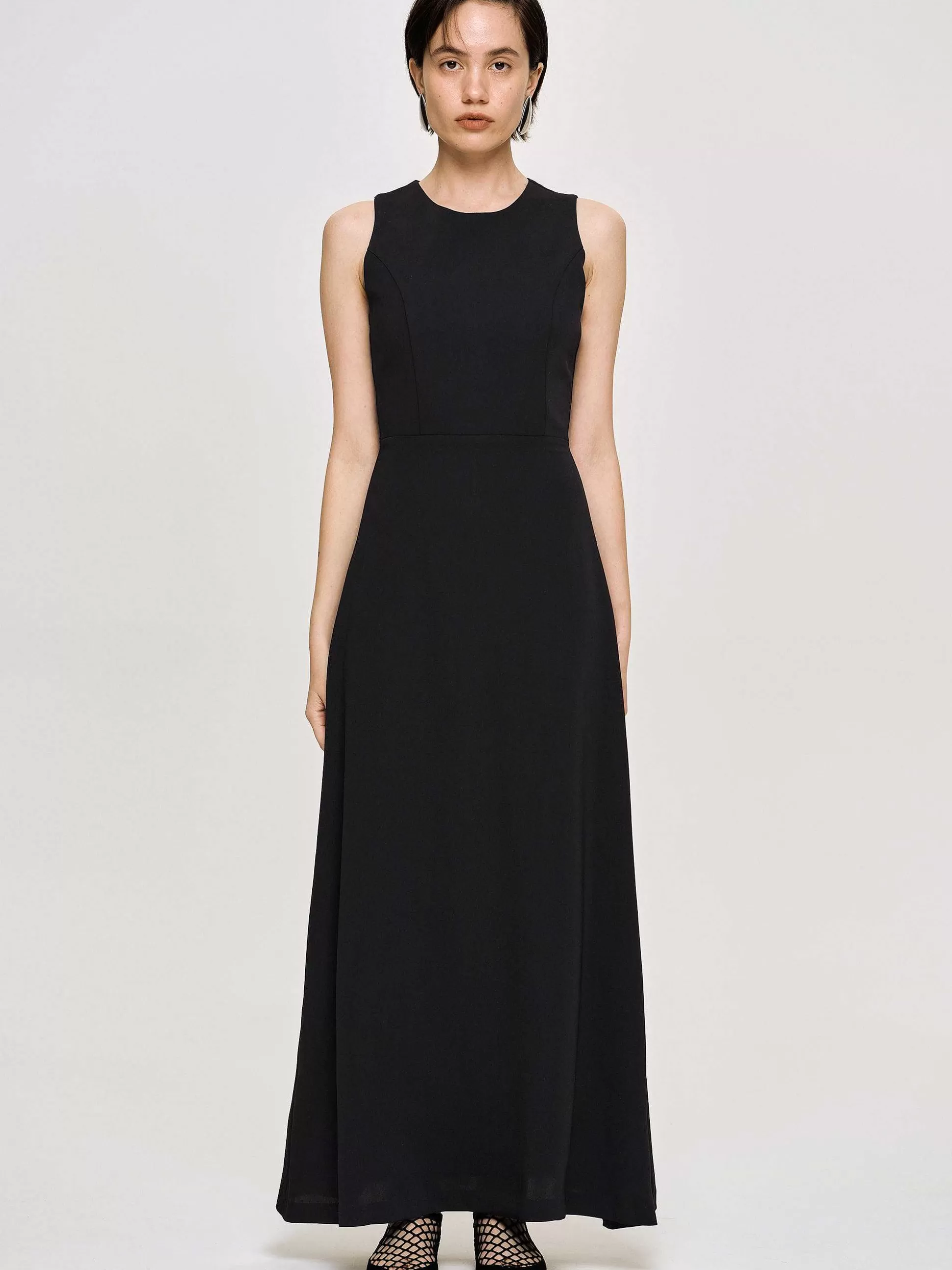 Women Source Unknown Clothing-Fitted Maxi Dress, Black