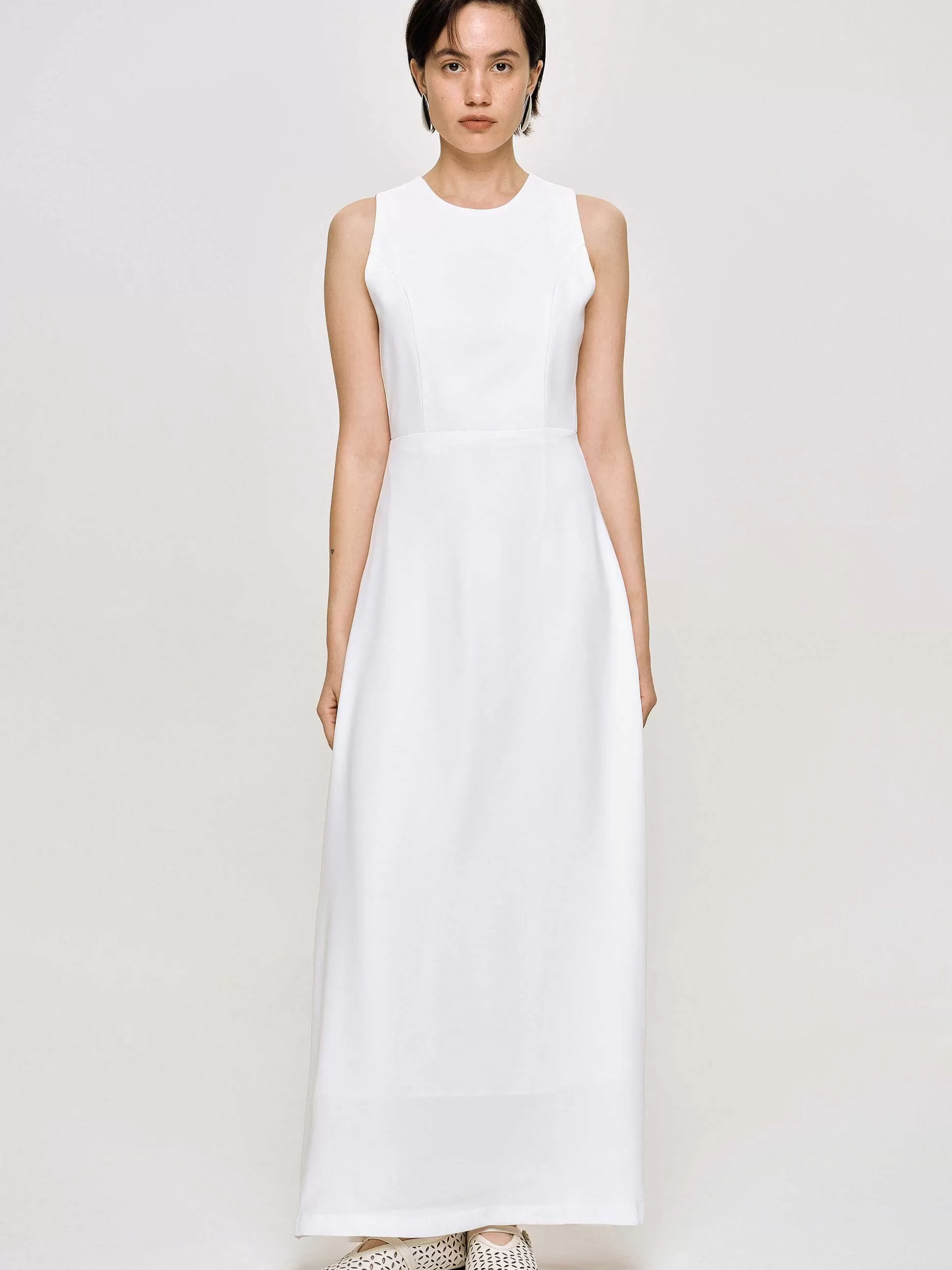 Women Source Unknown Clothing-Fitted Maxi Dress, White