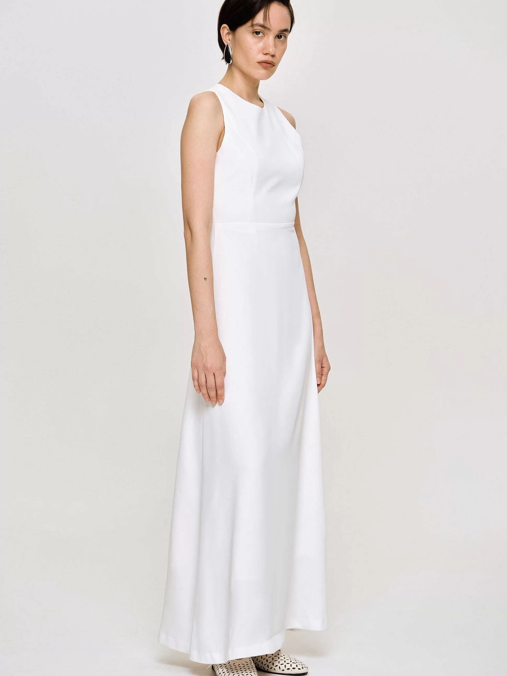 Women Source Unknown Clothing-Fitted Maxi Dress, White