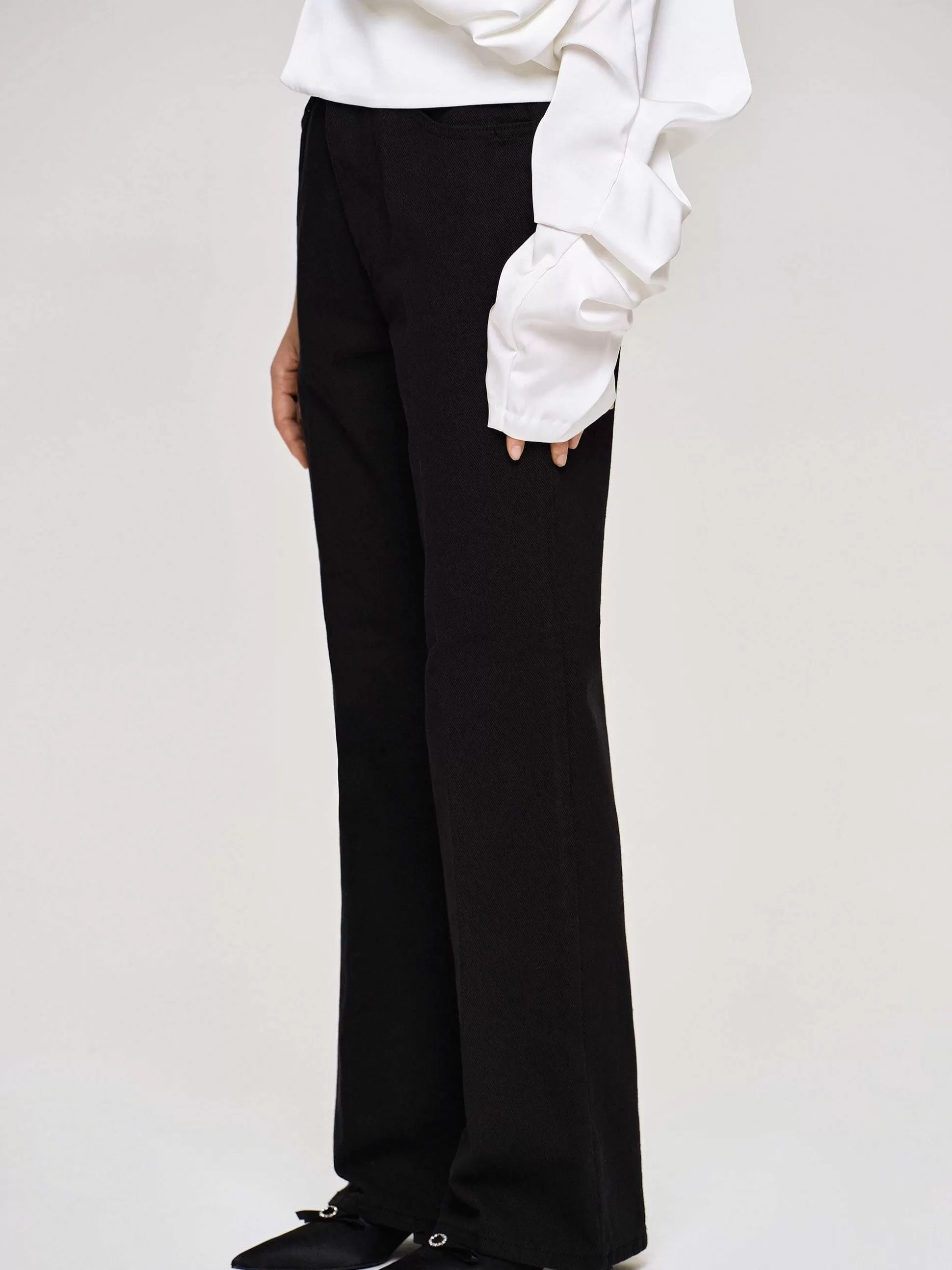 Women Source Unknown Denim-Flared Long Leg Jeans, Black