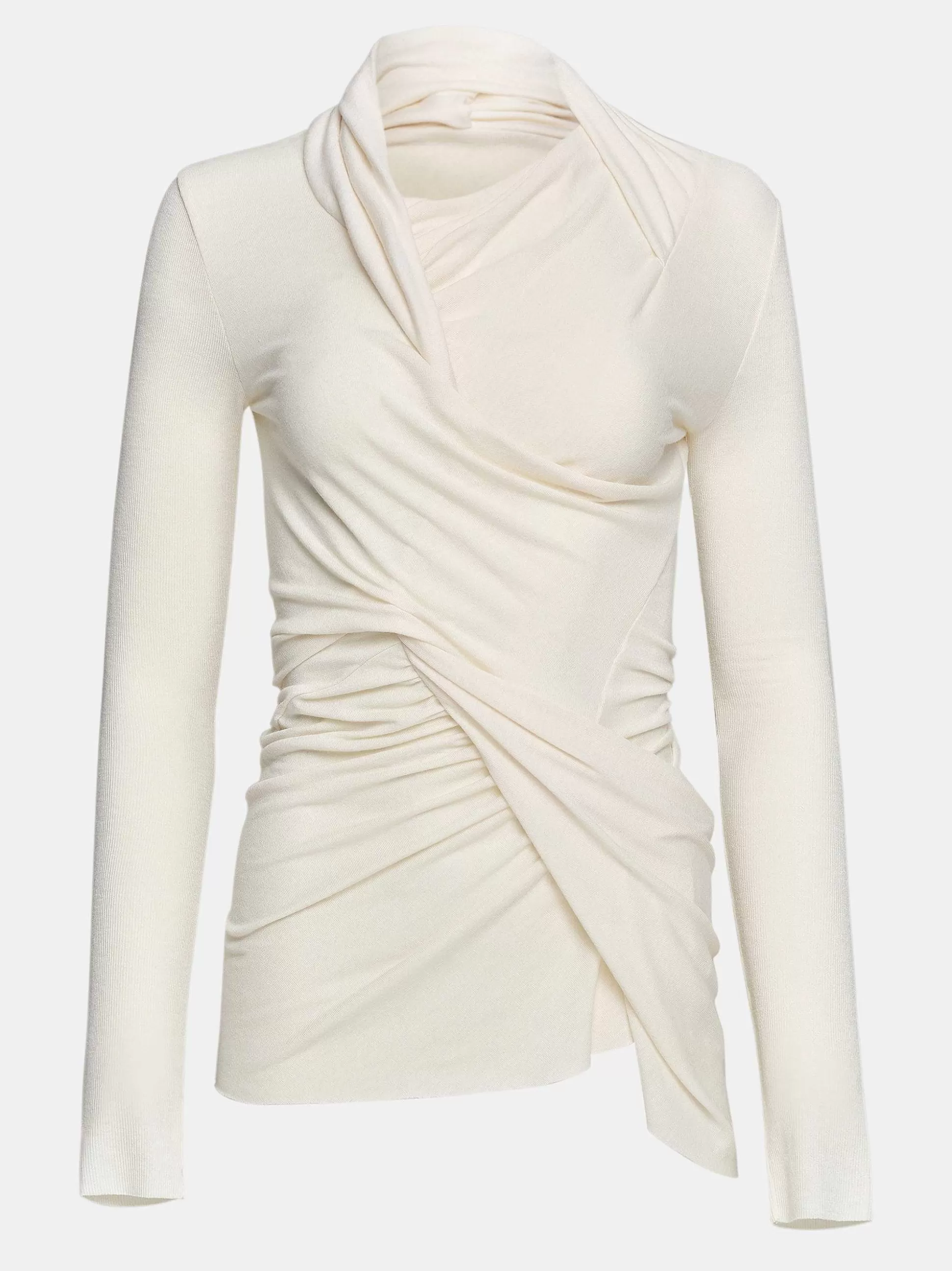 Women Source Unknown Clothing-Folgore Asymmetric Drape Top, Ivory