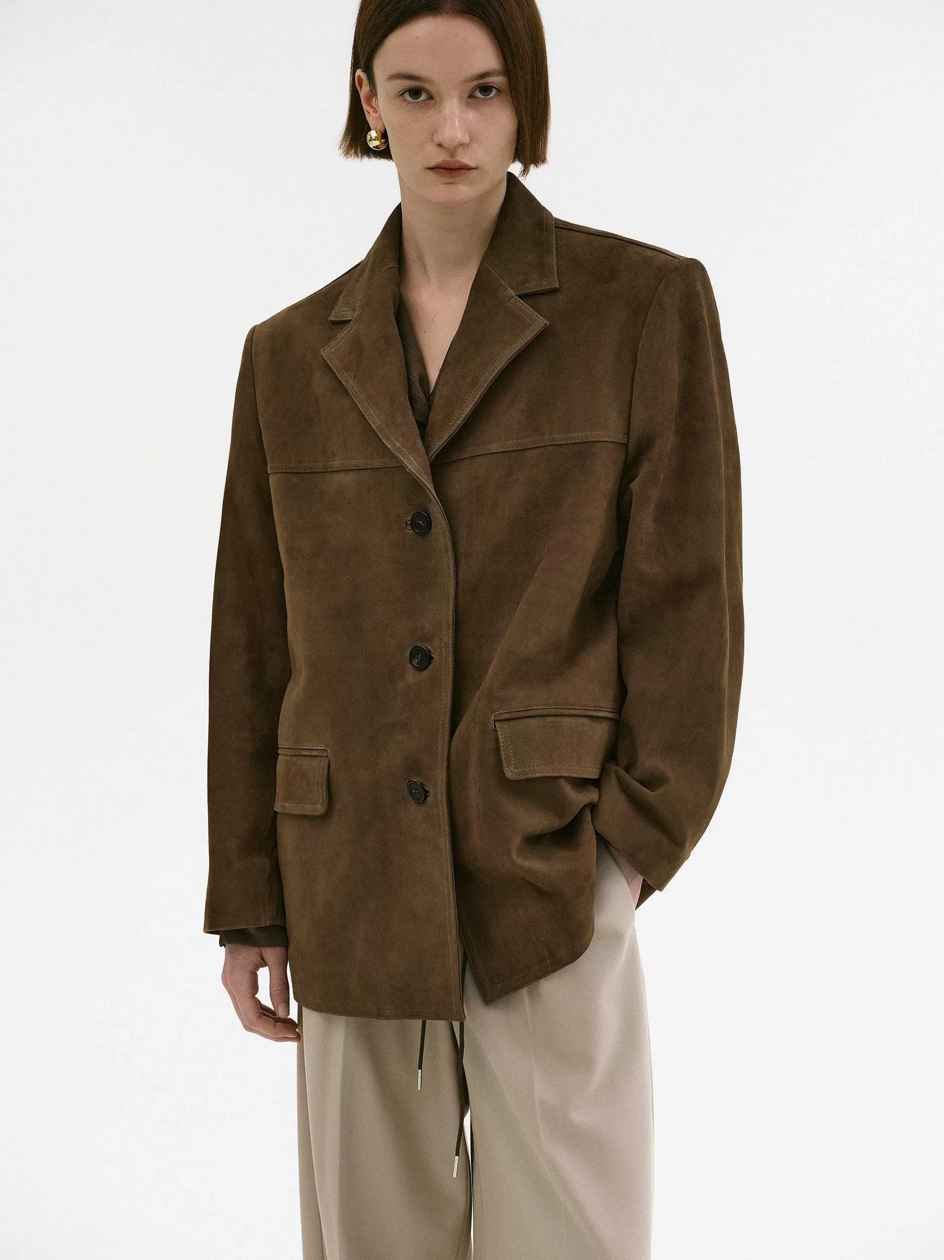 Women Source Unknown Accessories-Hailey Lambskin Blazer, Pecan