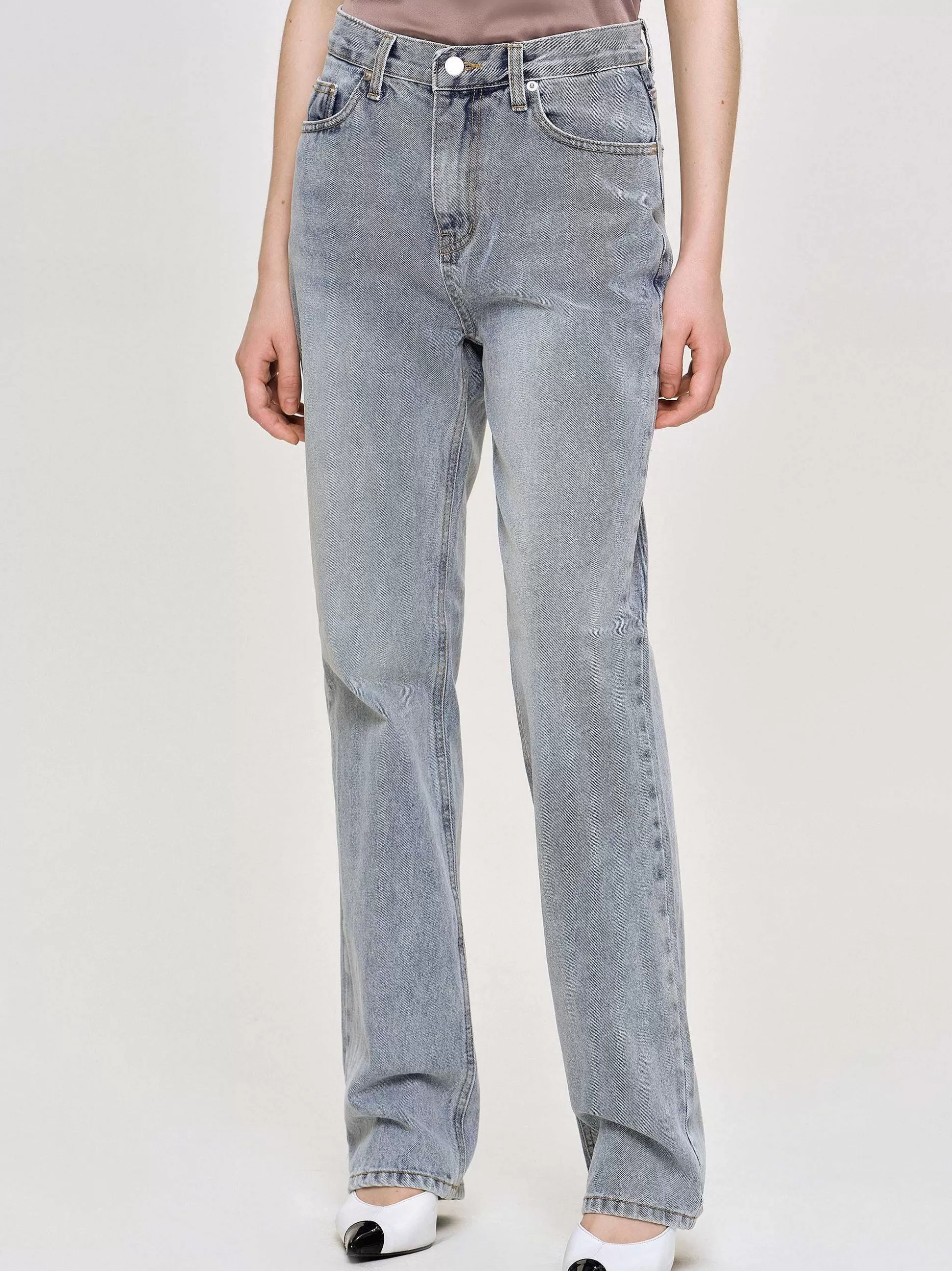 Women Source Unknown Denim-High-Rise Long Jeans, Ash Blue