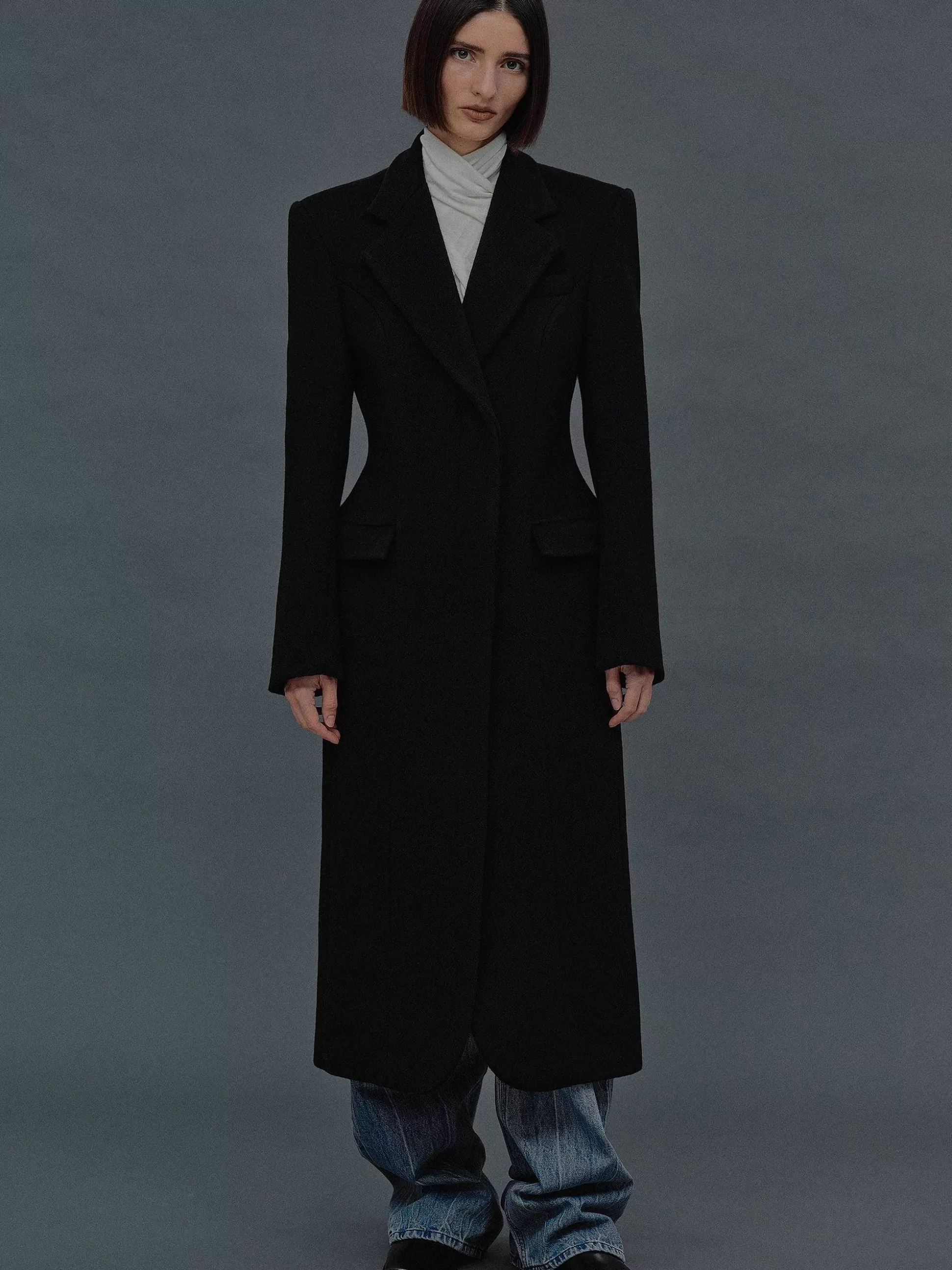 Women Source Unknown Clothing-Holin Hourglass Coat, Black