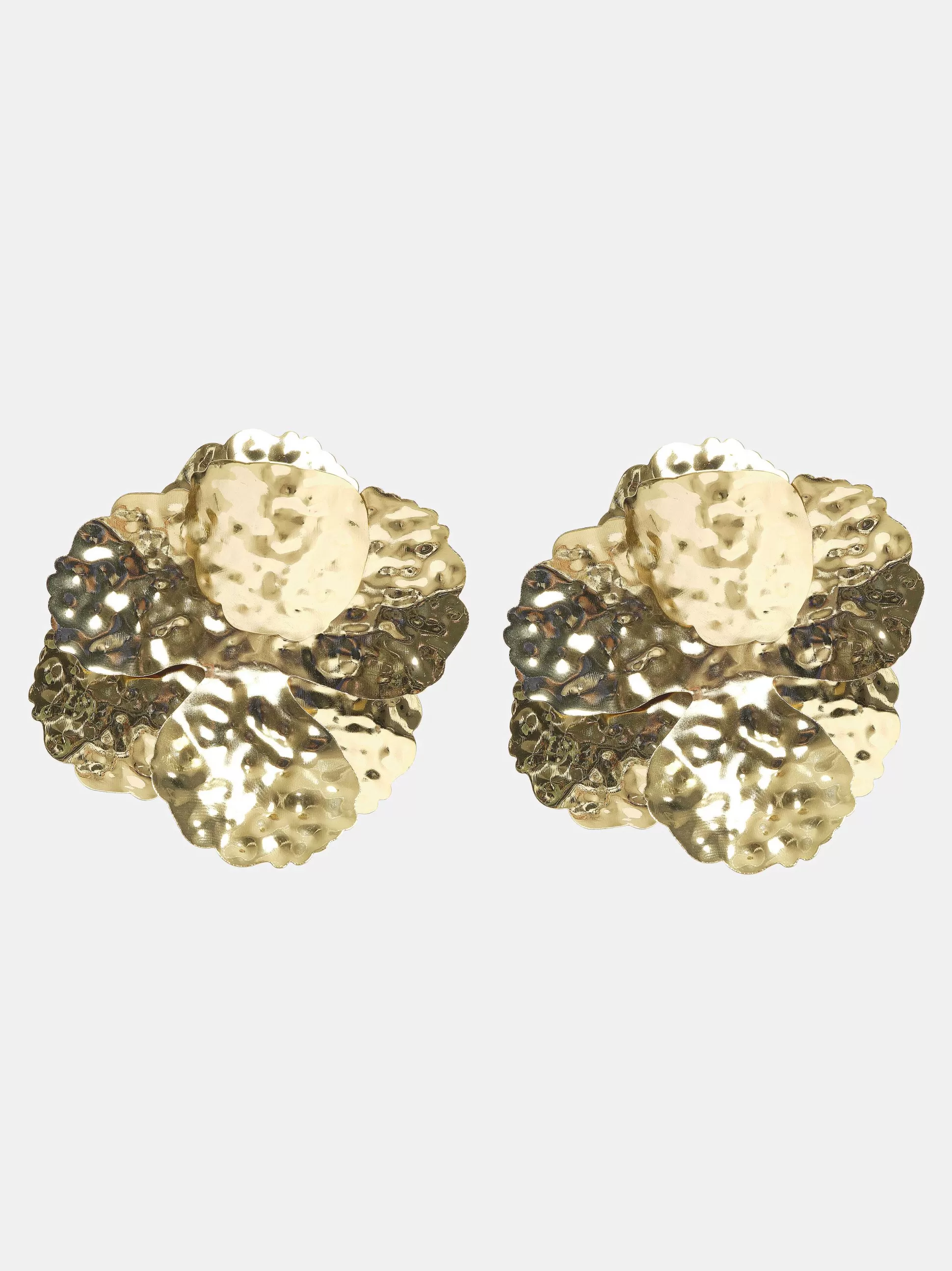 Women Source Unknown Clothing-Irregular Petal Earrings, Gold