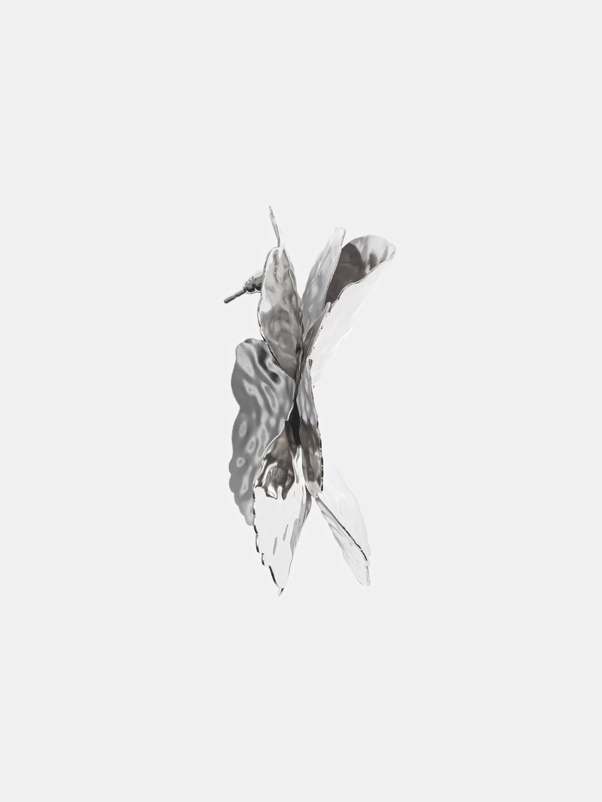 Women Source Unknown Clothing-Irregular Petal Earrings, Silver