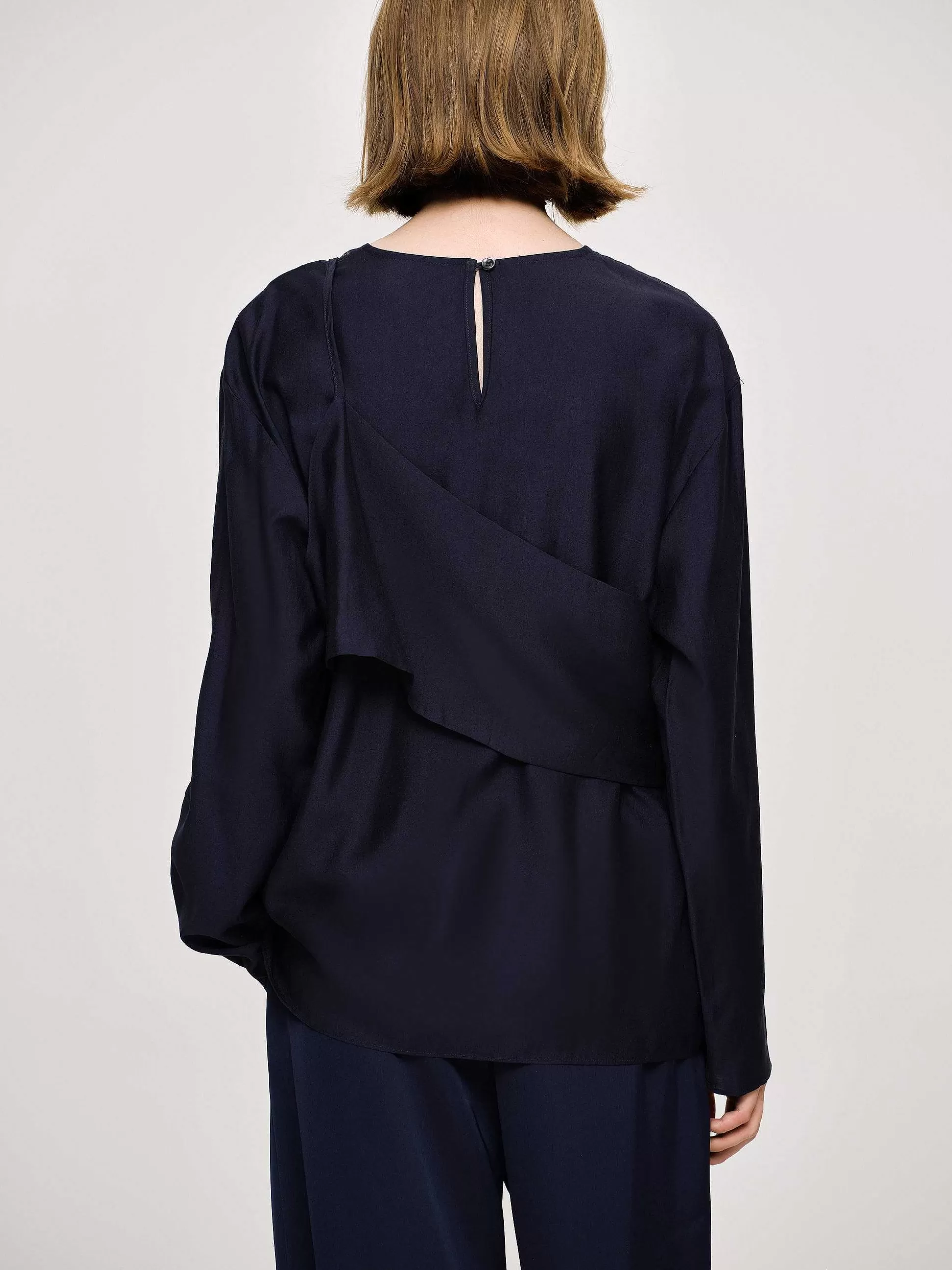 Women Source Unknown Clothing-Layered Blouse, Navy
