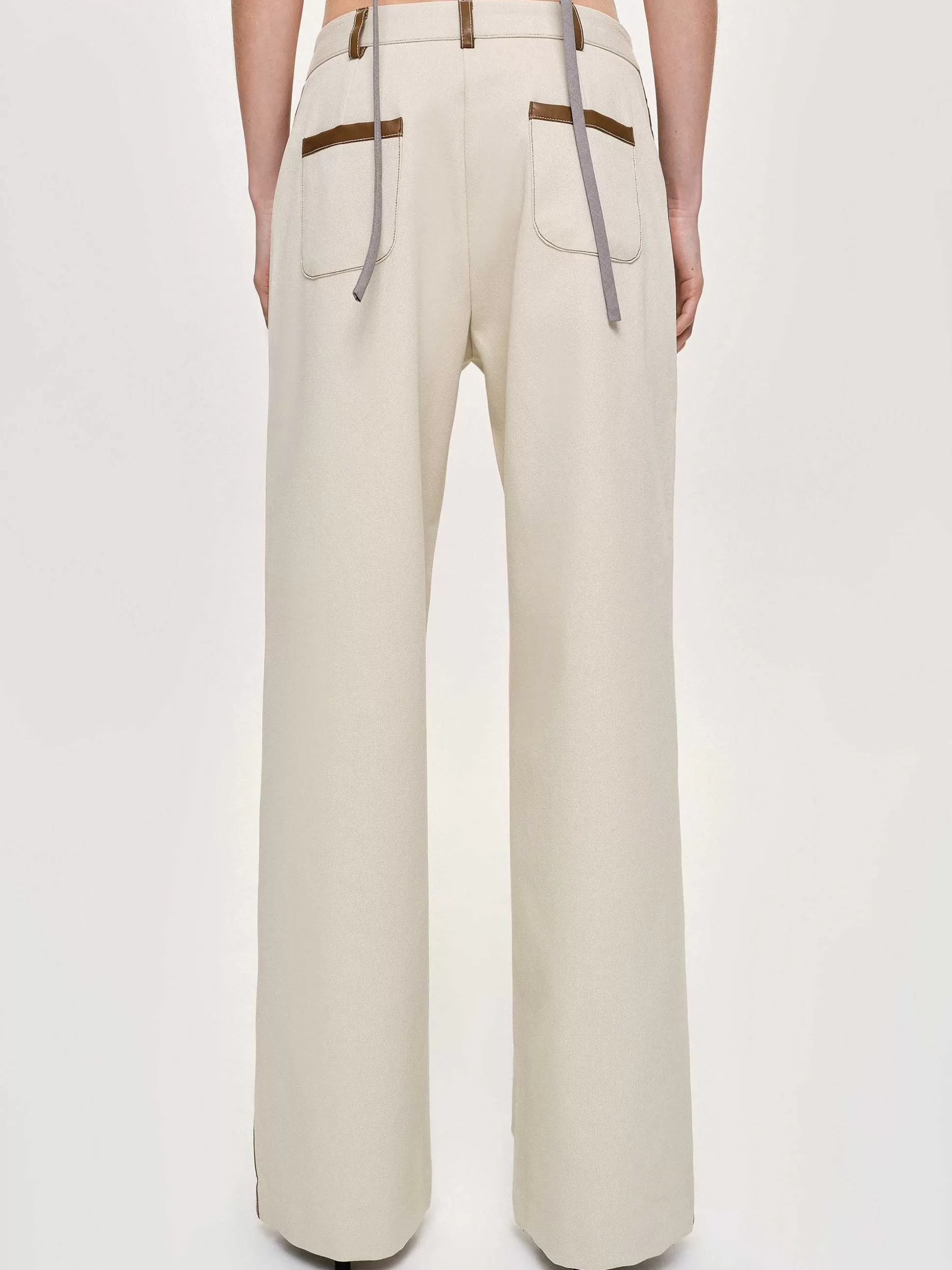 Women Source Unknown Clothing-Leather-Trimmed Pants, Canvas