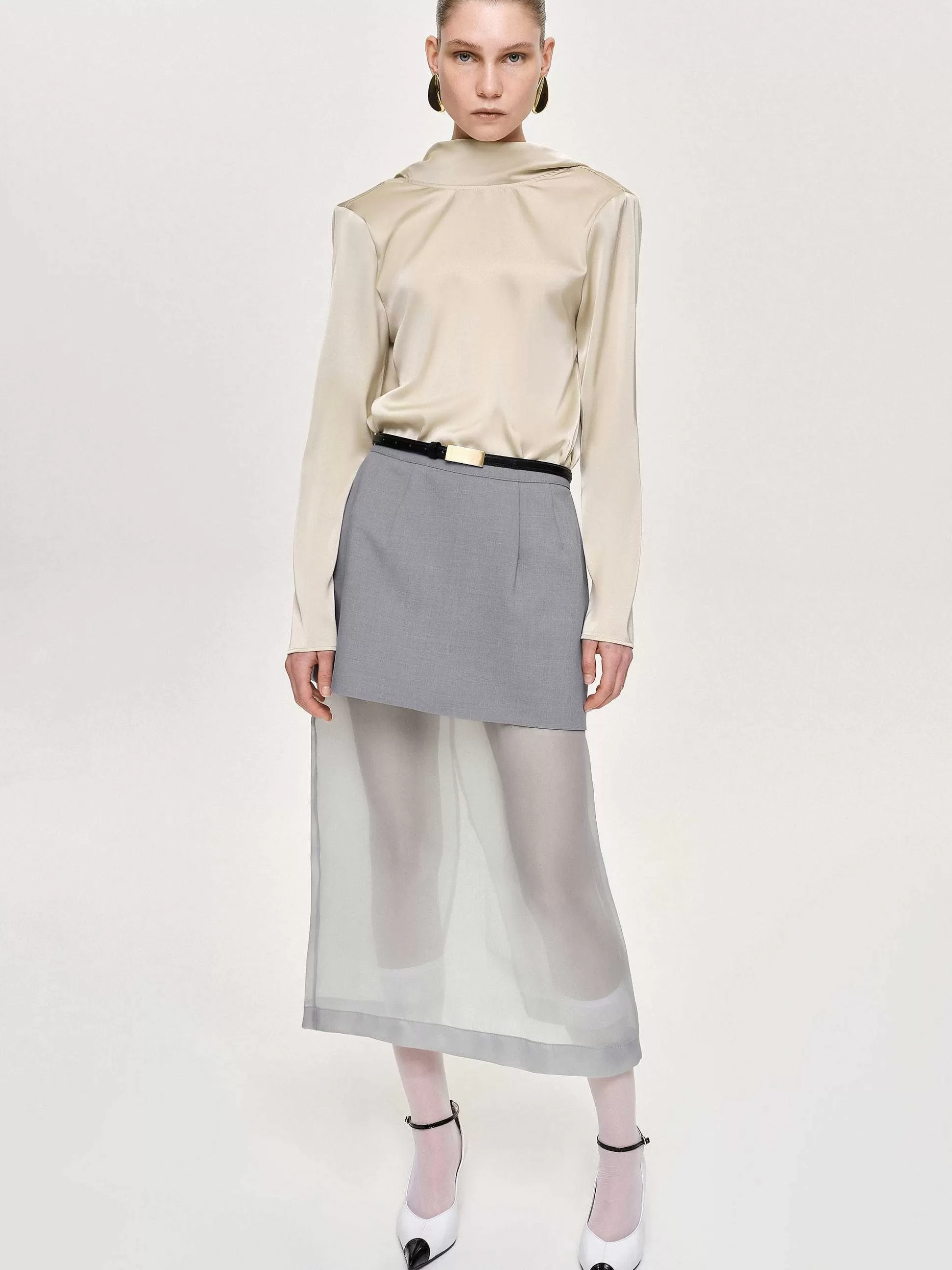 Women Source Unknown Clothing-Leiva Cowl-Back Blouse, Parchment