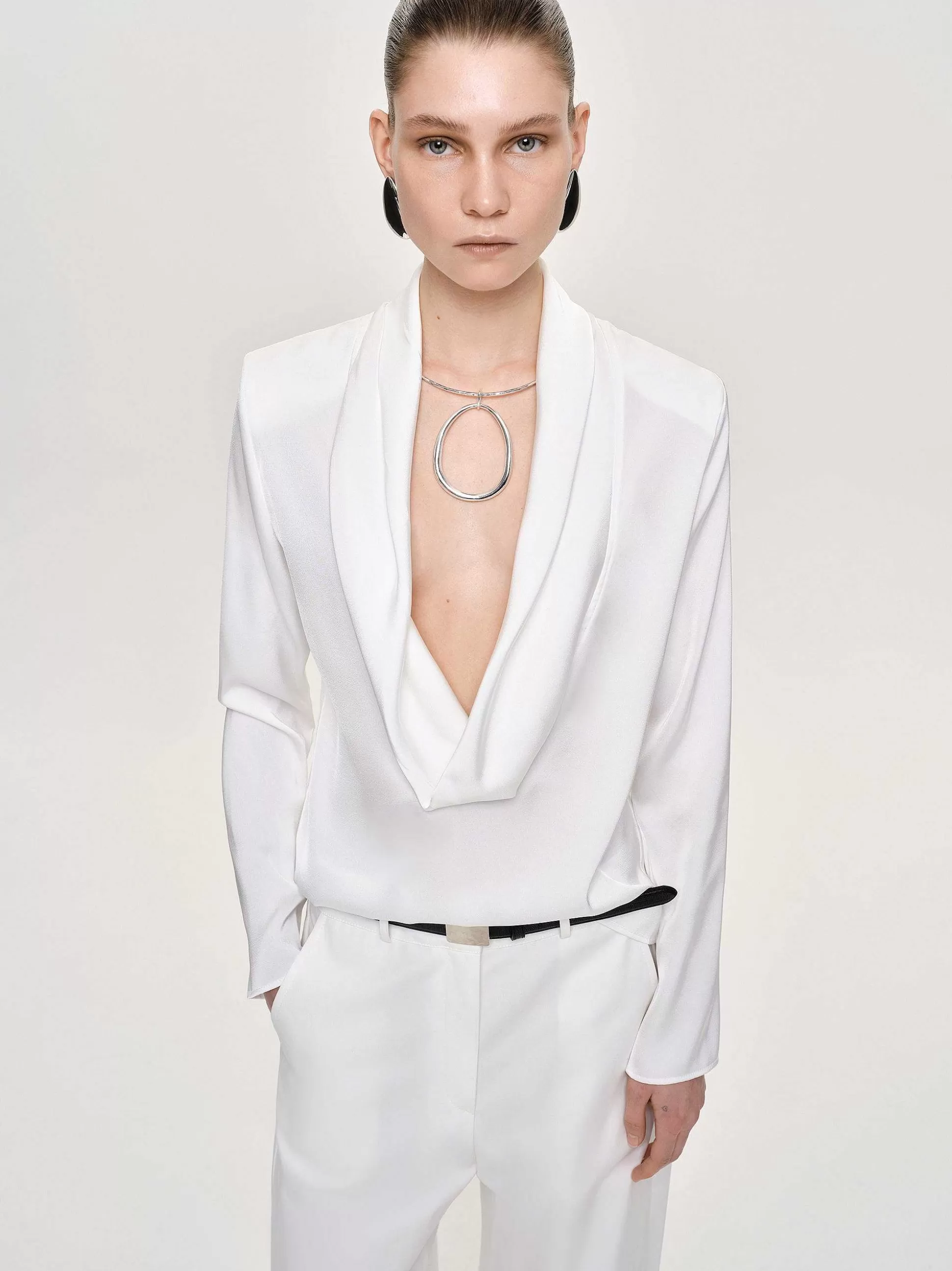 Women Source Unknown Clothing-Leiva Cowl-Back Blouse, White