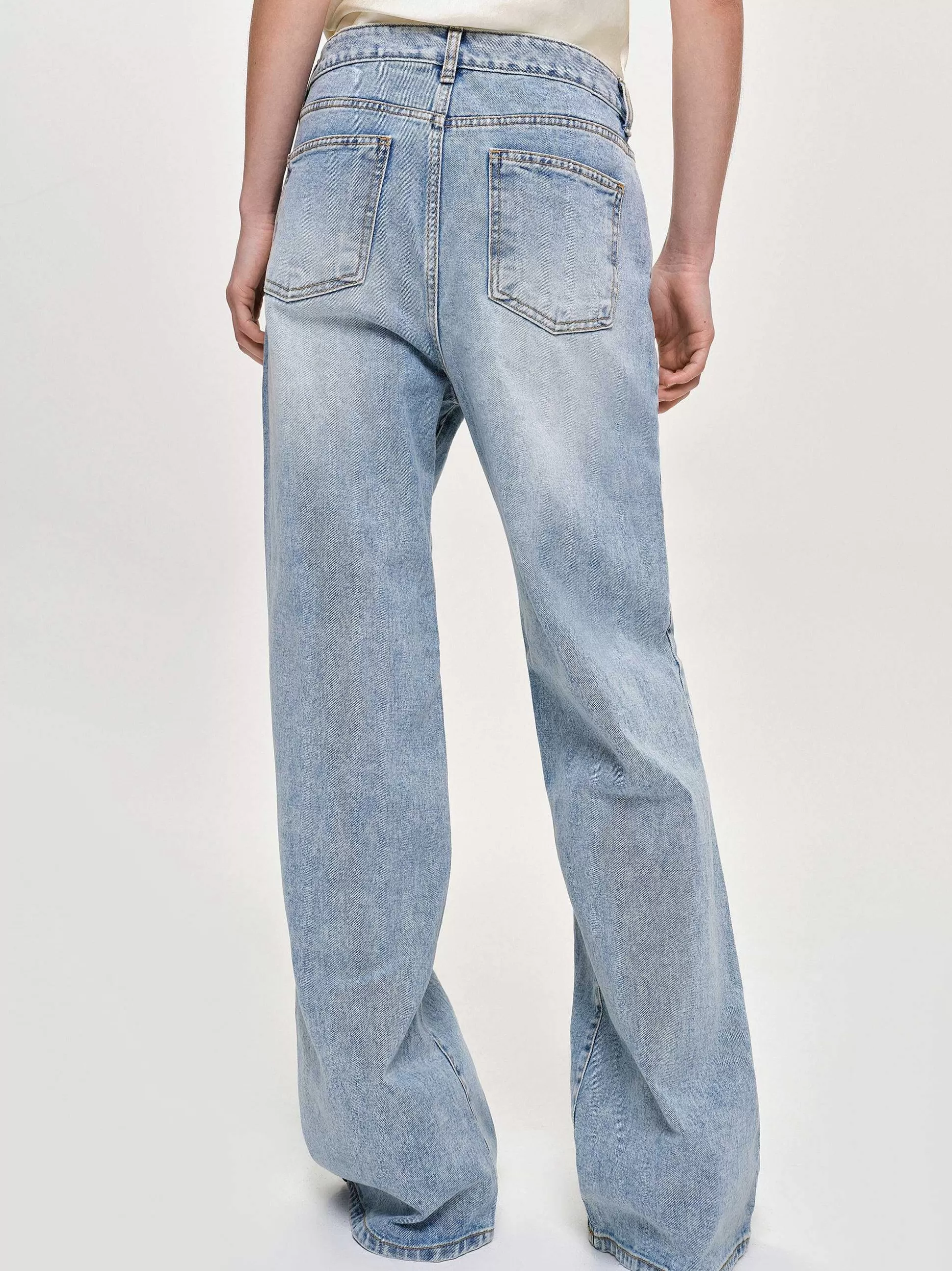 Women Source Unknown Denim-Long Straight-Leg Jeans, Light Vintage Blue