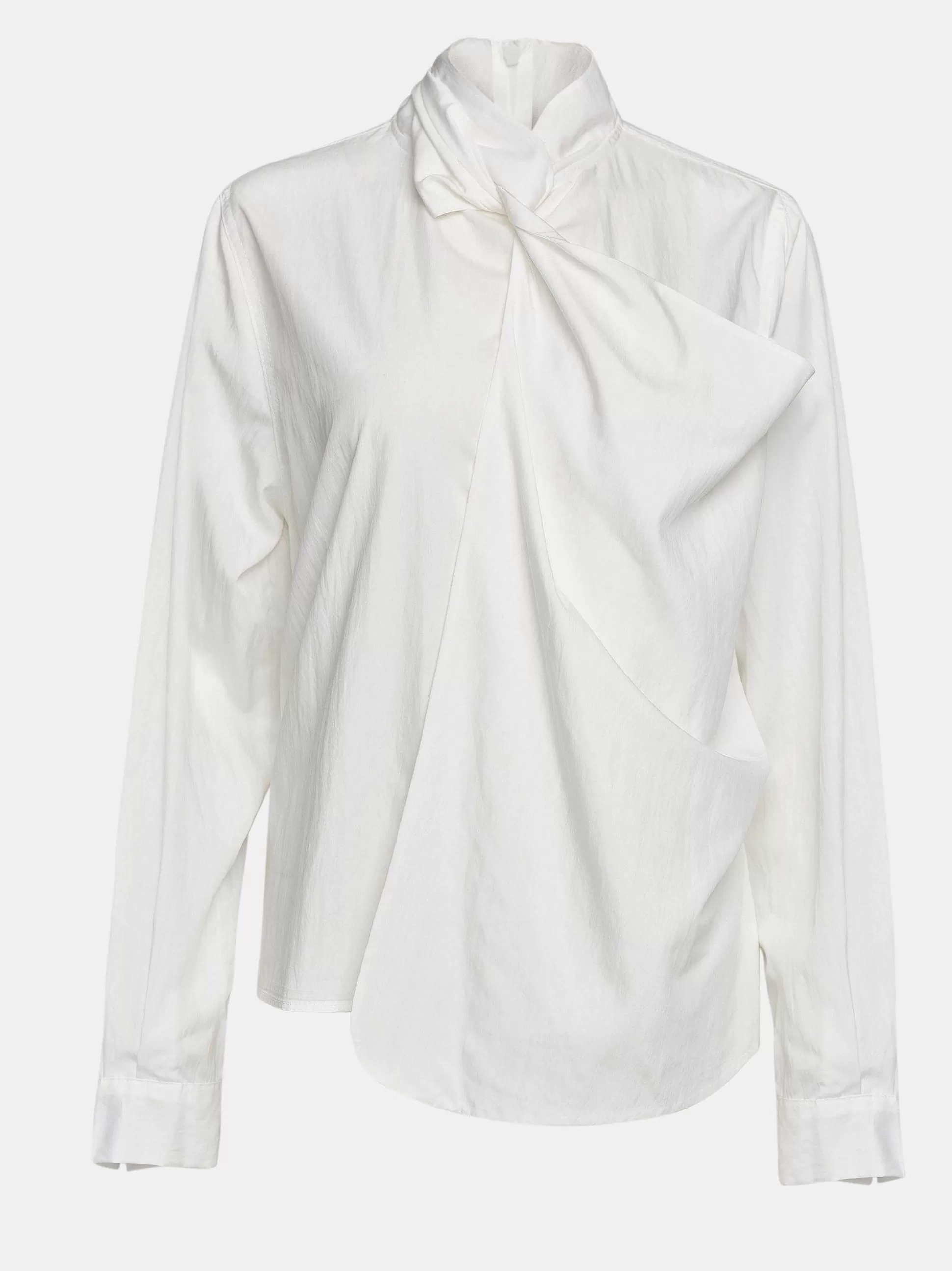 Women Source Unknown Clothing-Mesash Twisted Scarf Blouse, White