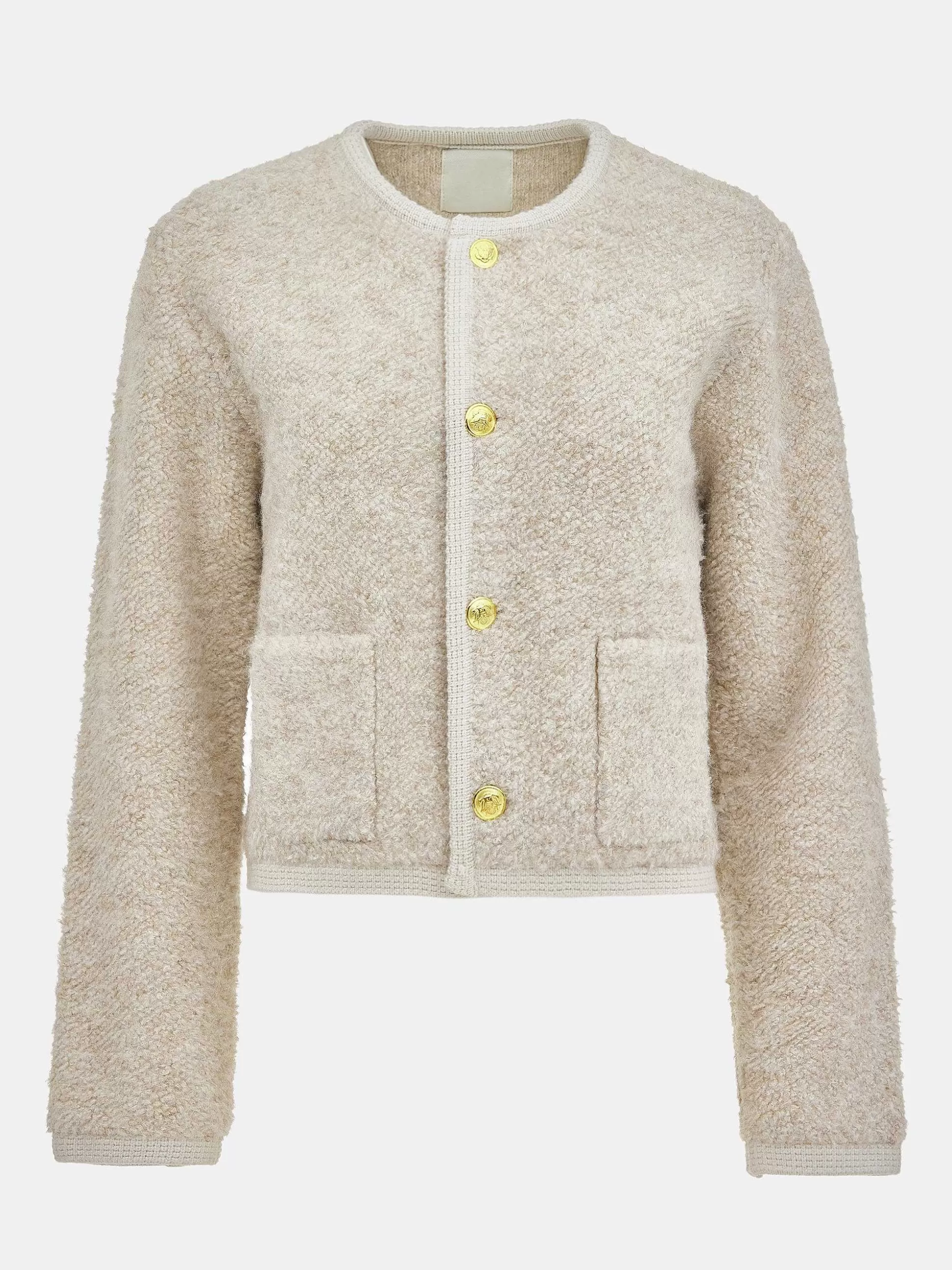 Women Source Unknown Clothing-Mogador Shearing Wool Cardigan, Beige Melange