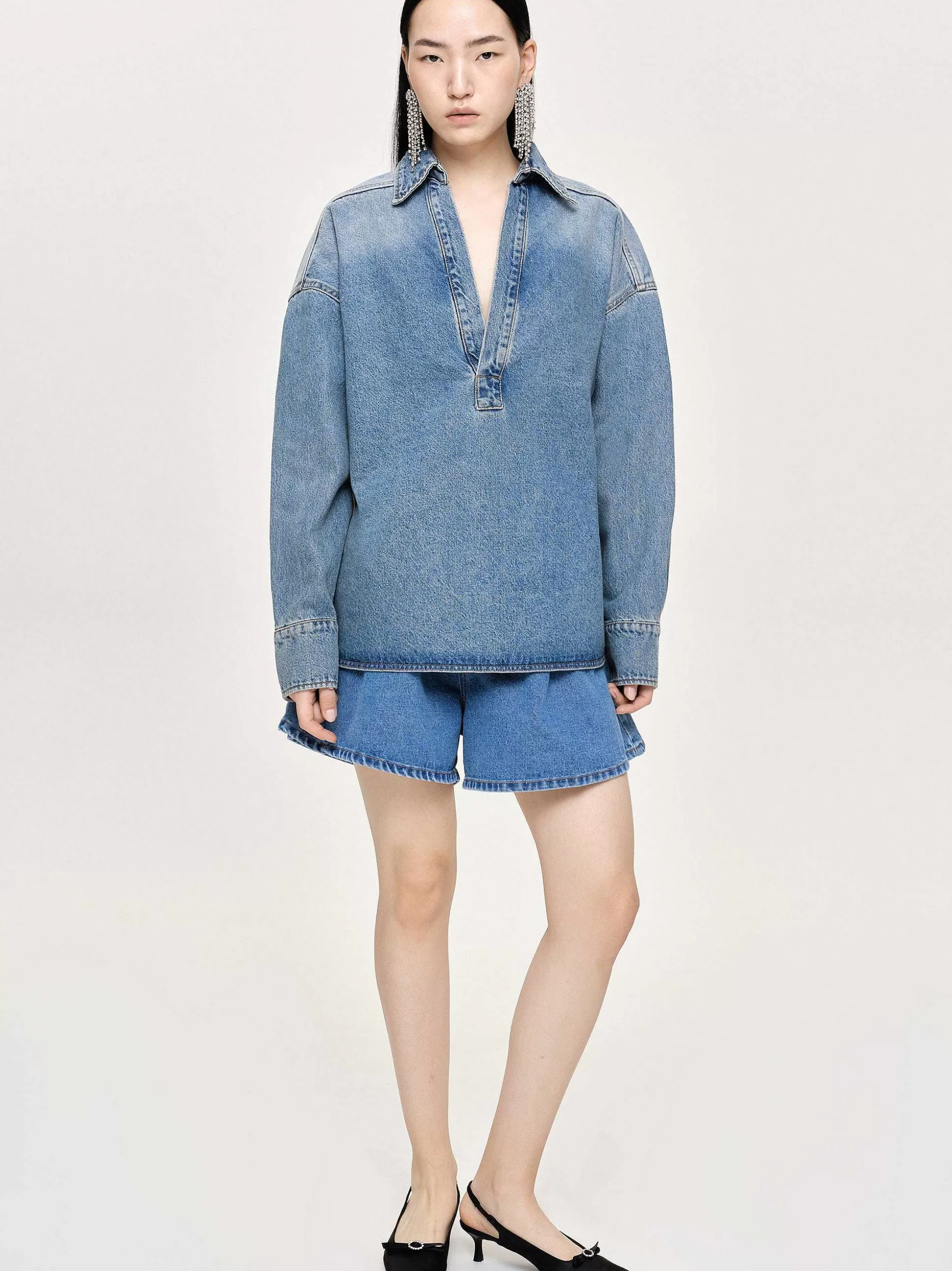Women Source Unknown Denim-Oversized Denim Shirt, Tint Wash