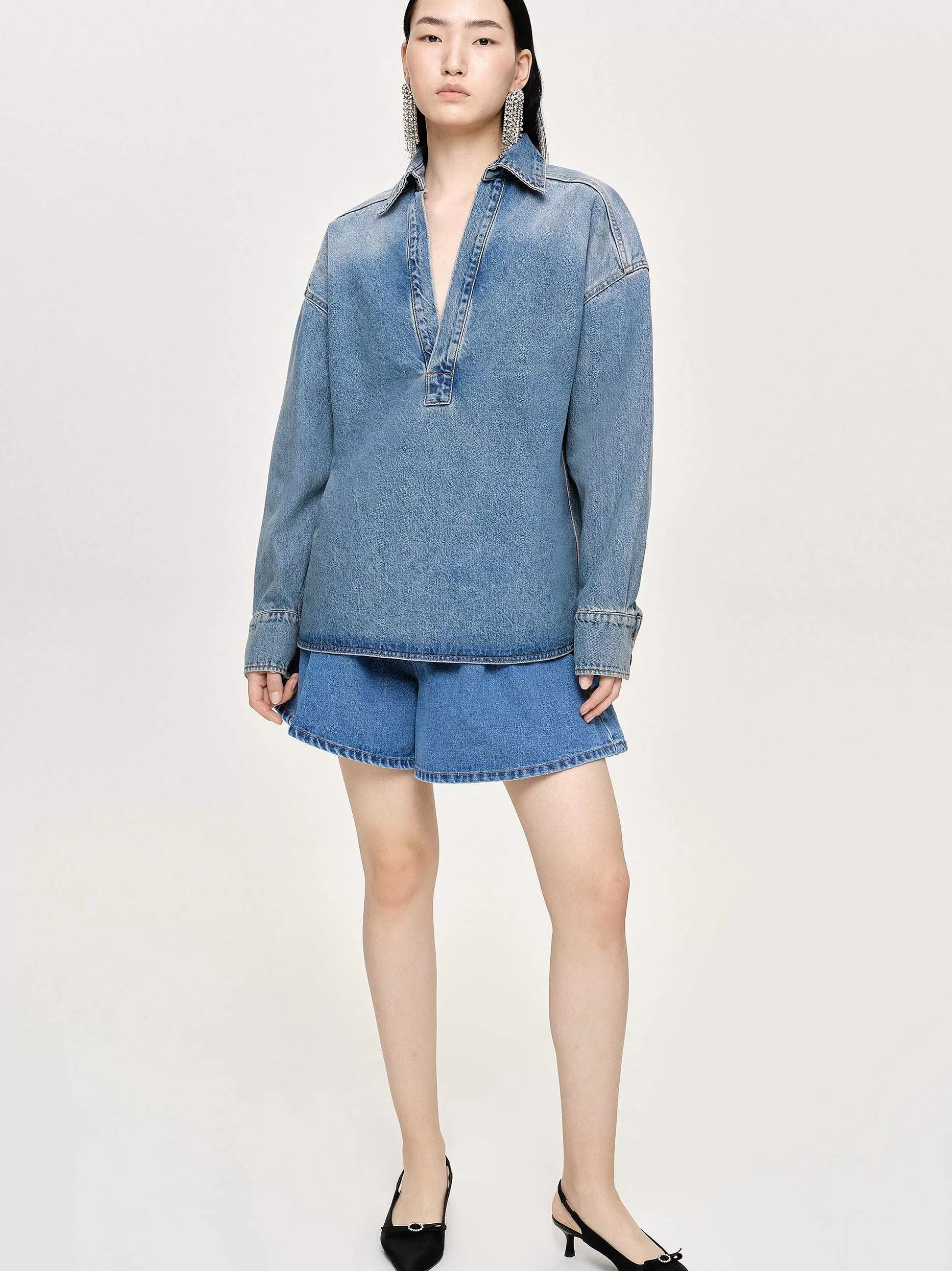 Women Source Unknown Denim-Oversized Denim Shirt, Tint Wash