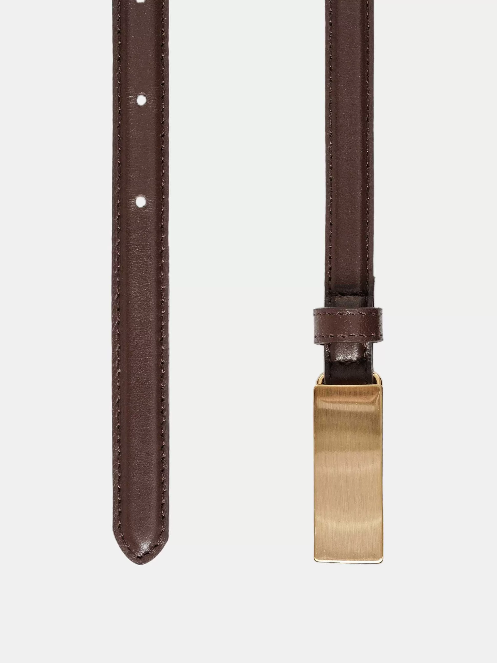 Women Source Unknown Accessories-Plate Buckle Leather Belt, Brunette