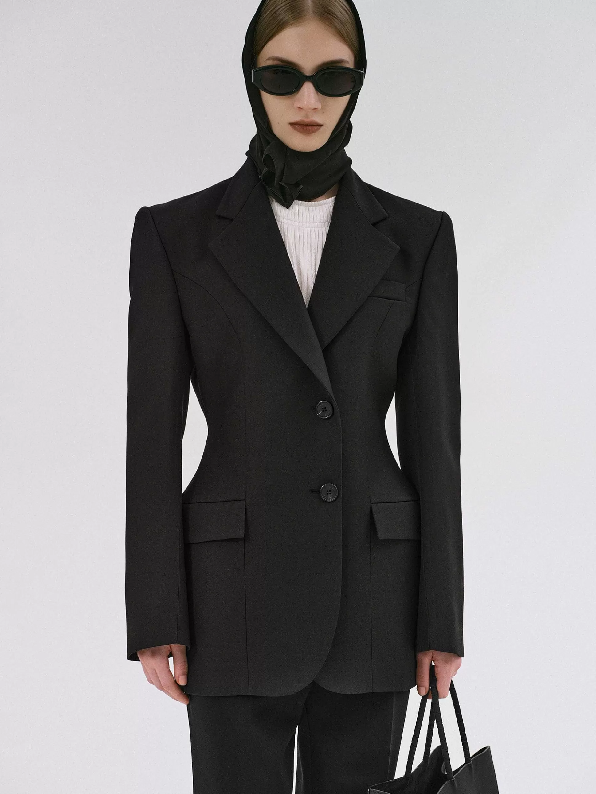 poldo_hourglass_blazer_black_1-1.webp Women Source Unknown Outerwear-Poldo Hourglass Blazer, Black