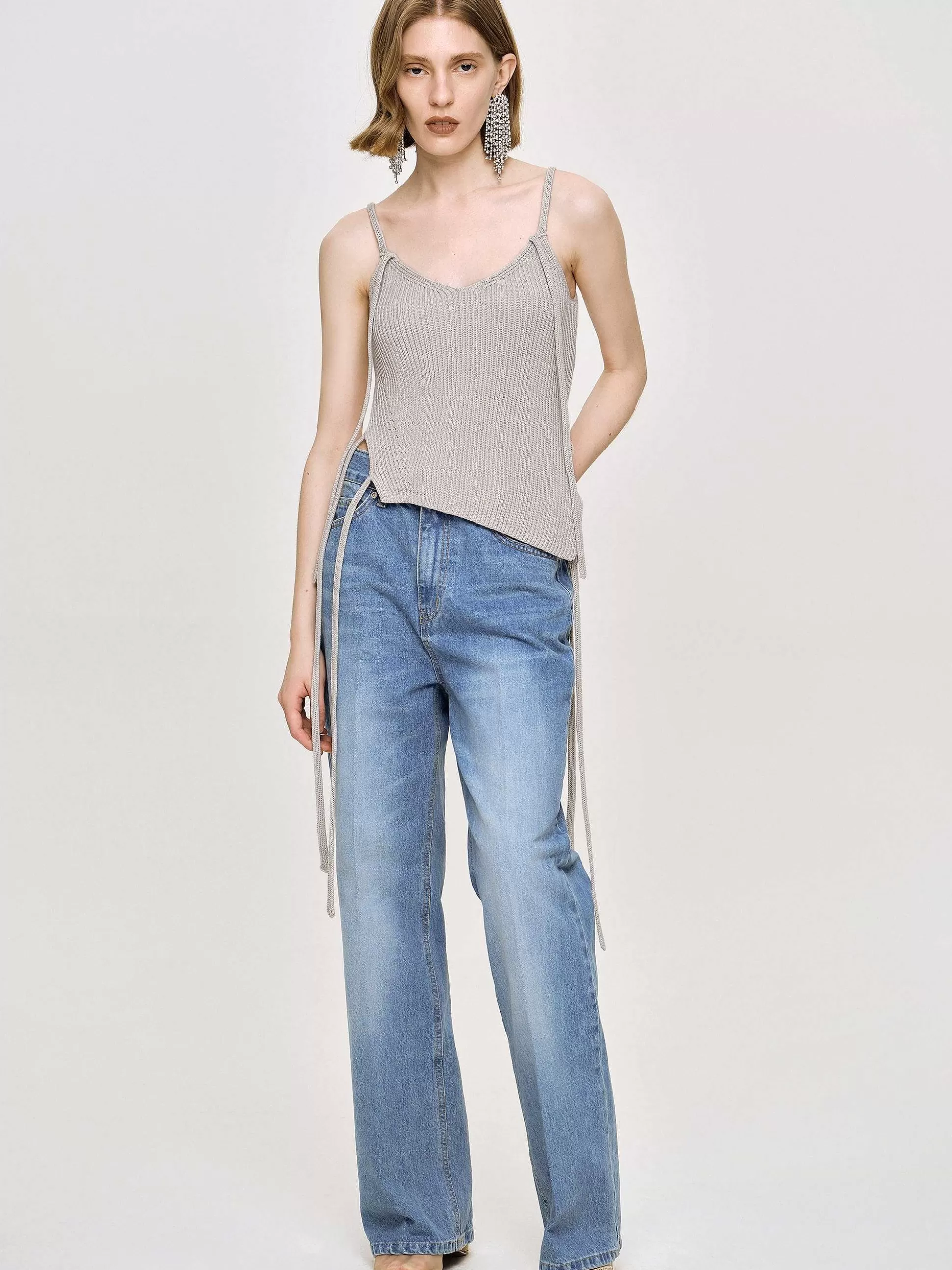 Women Source Unknown Denim-Relaxed Straight Jeans, Mid Wash