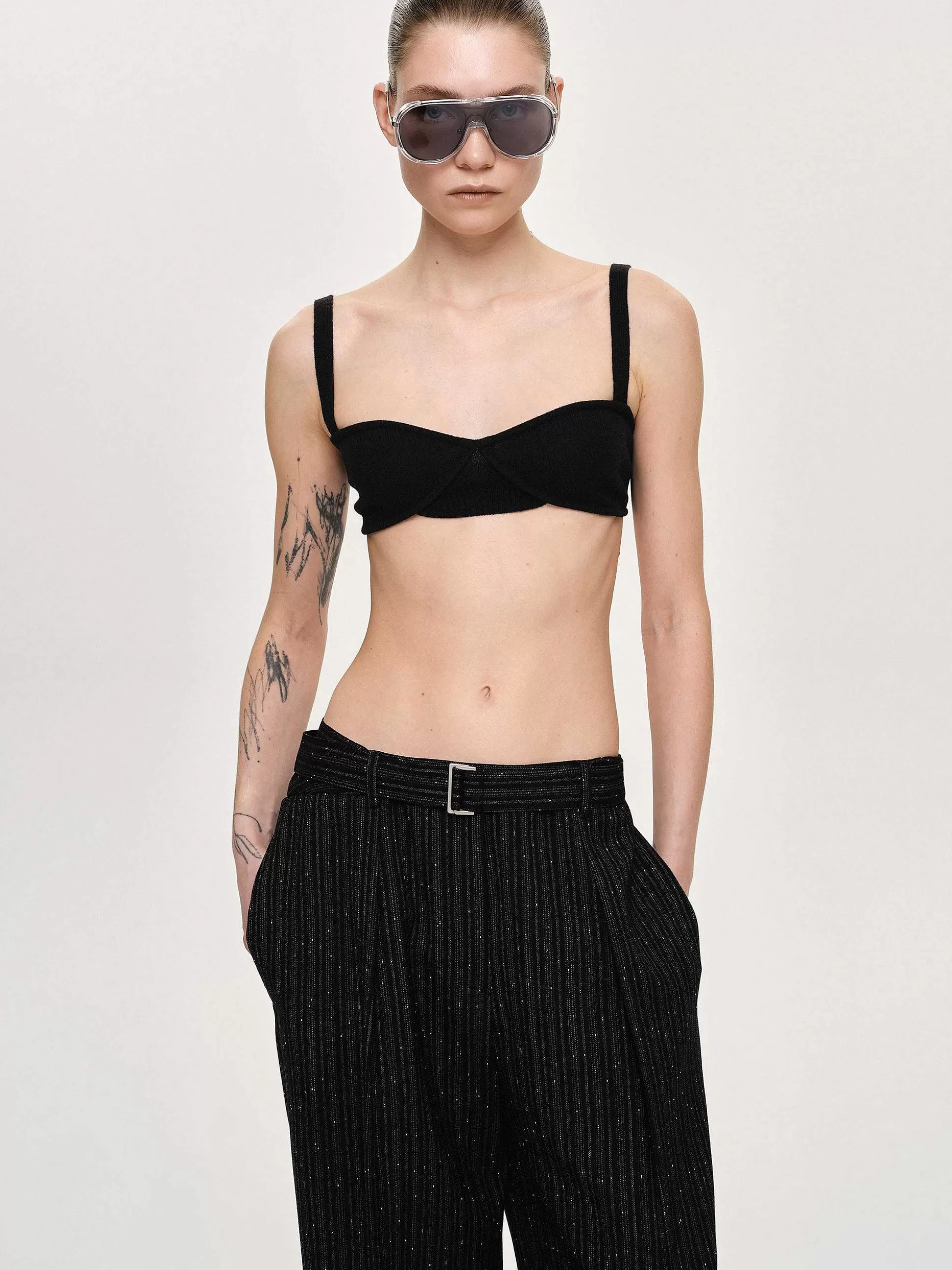 Women Source Unknown Knitwear-Rib Knit Bra, Black