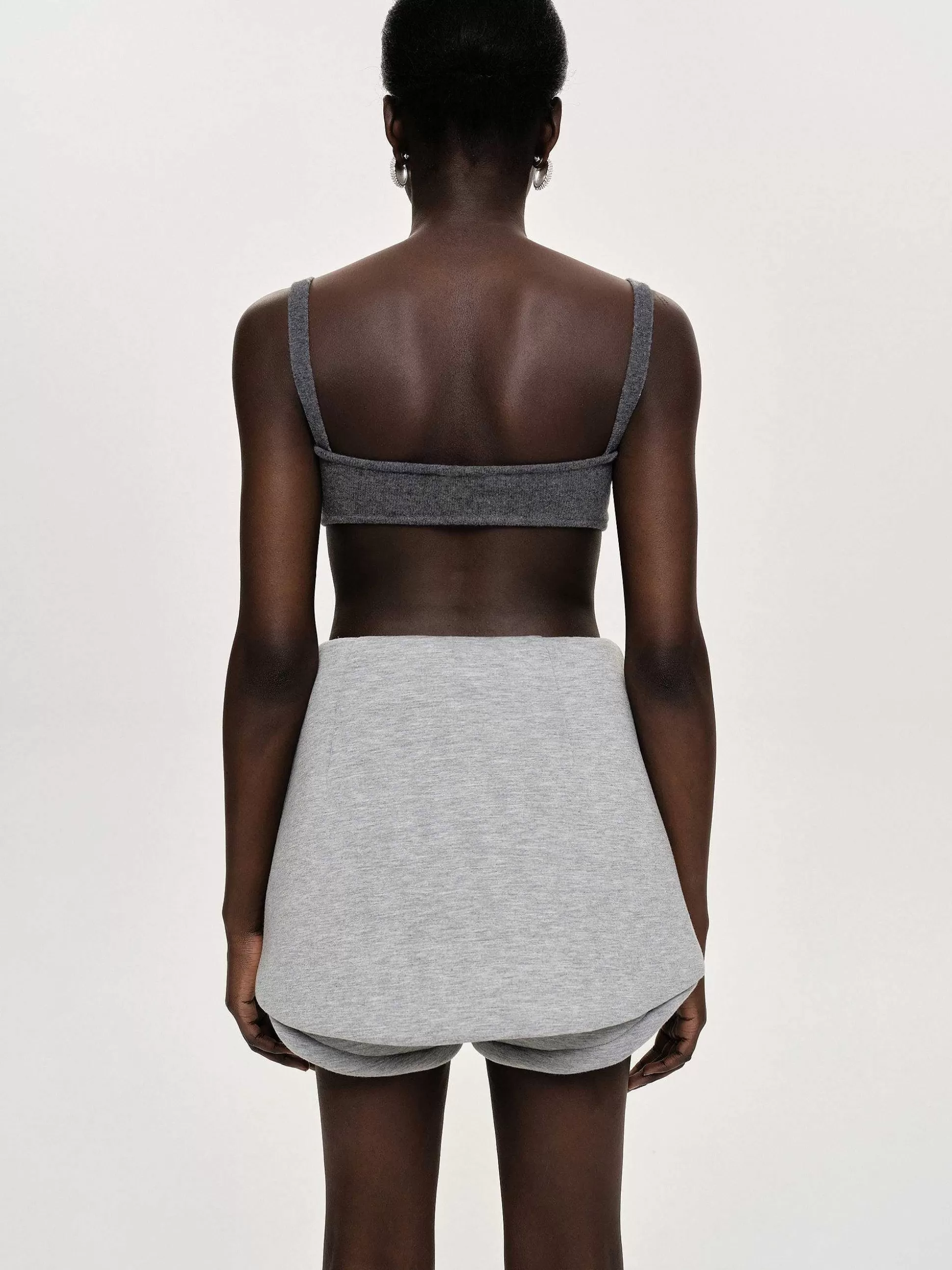 Women Source Unknown Knitwear-Rib Knit Bra, Charcoal