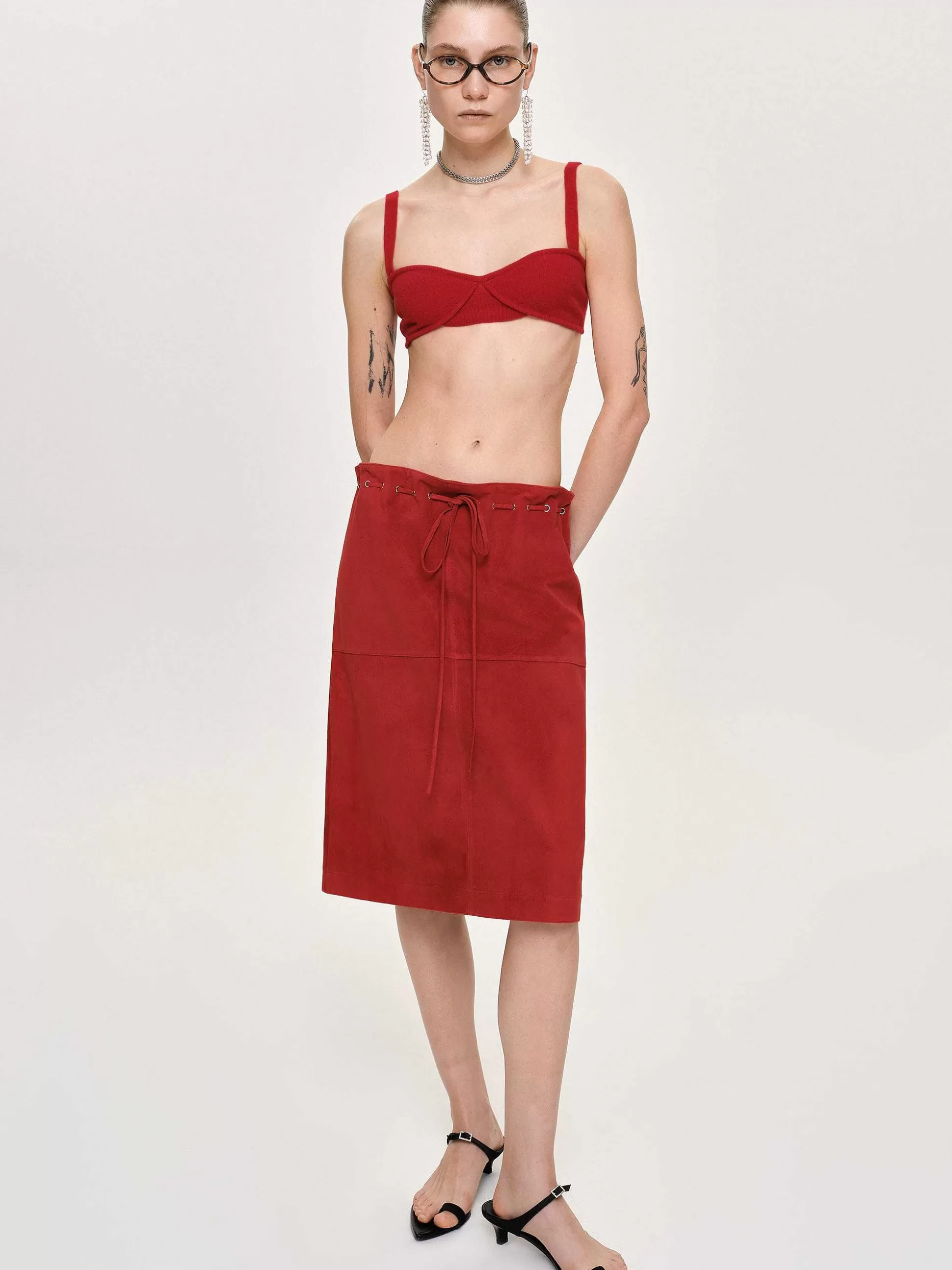Women Source Unknown Knitwear-Rib Knit Bra, Red