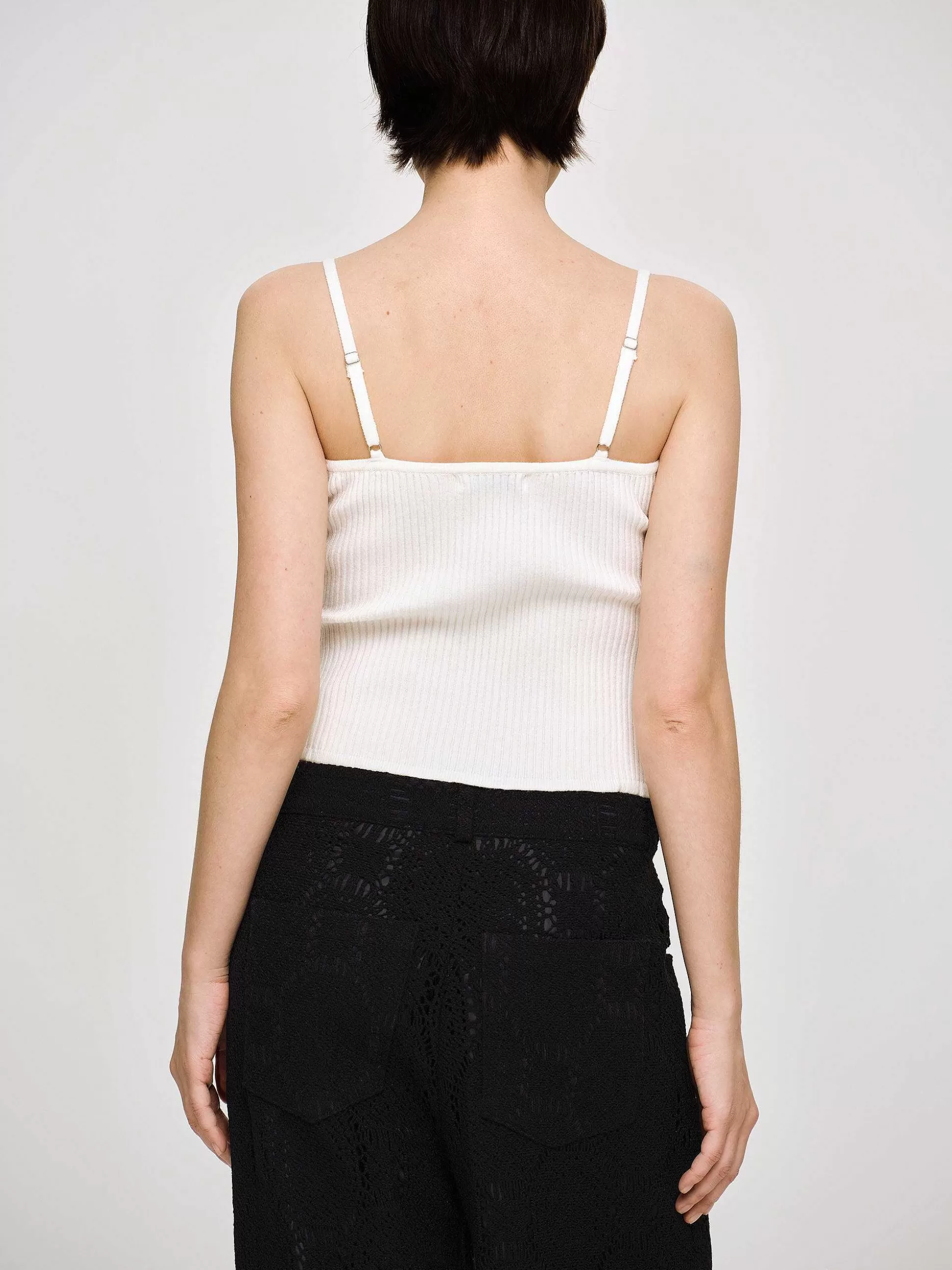 Women Source Unknown Knitwear-Rib Knit Camisole, White