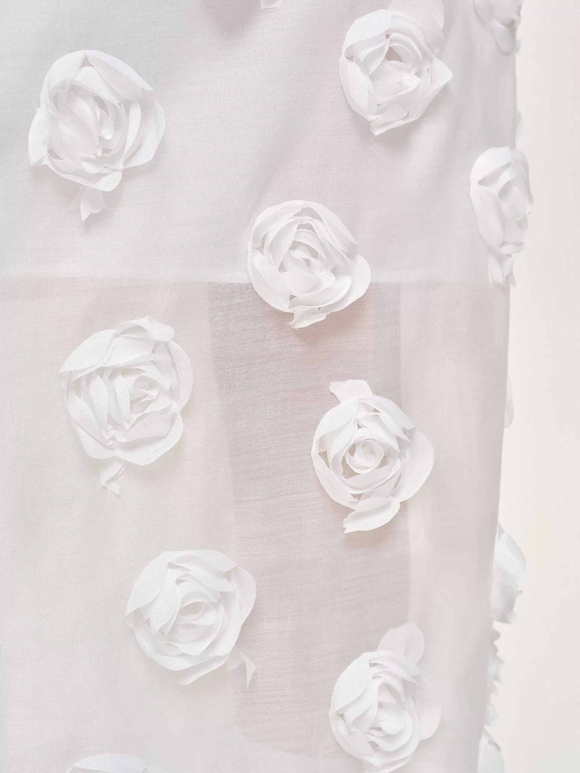 Women Source Unknown Clothing-Rose Applique Midi Skirt, White