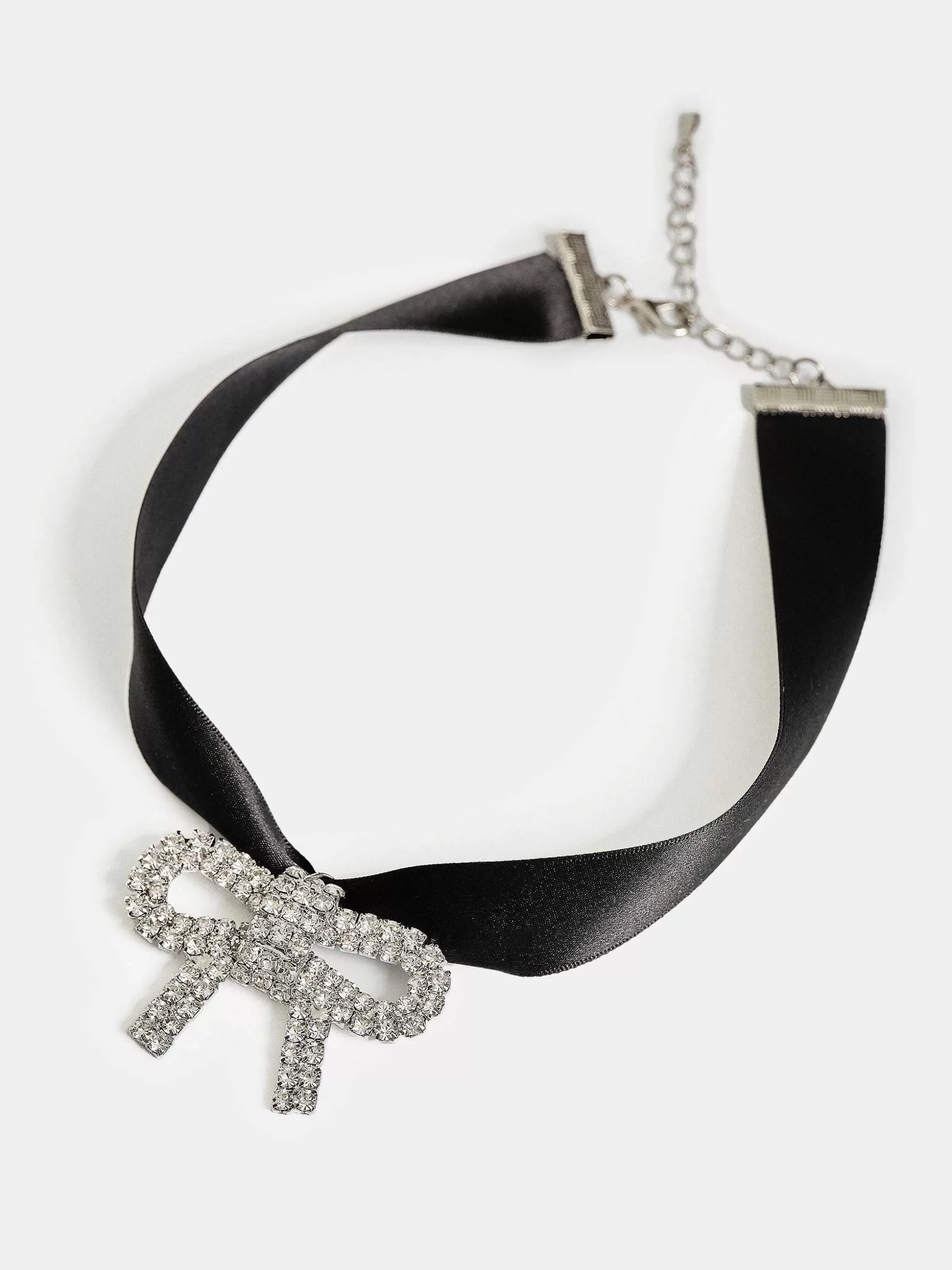Women Source Unknown Clothing-Satin Bow Choker, Black
