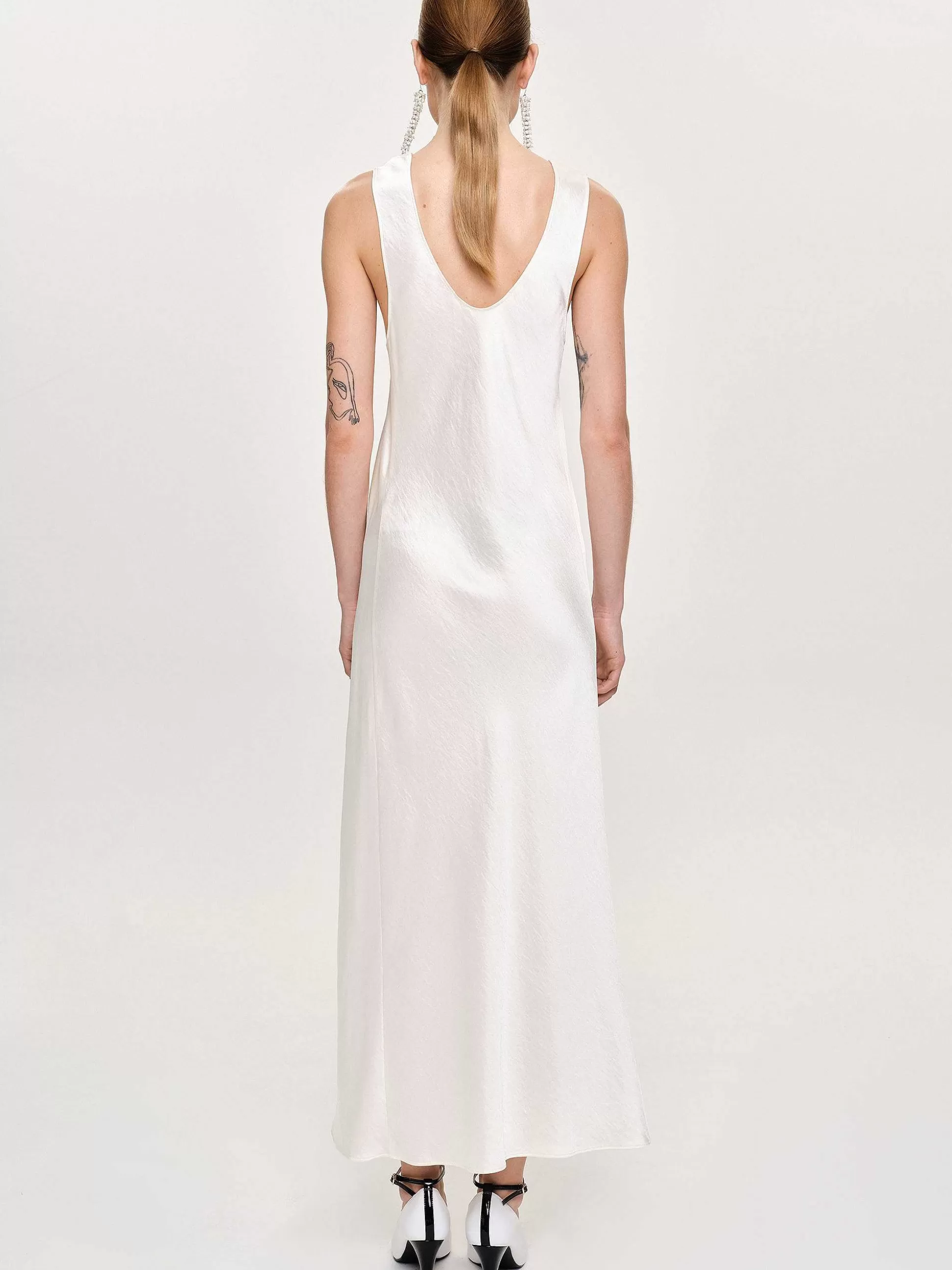Women Source Unknown Accessories-Satin Maxi Dress, Pearl