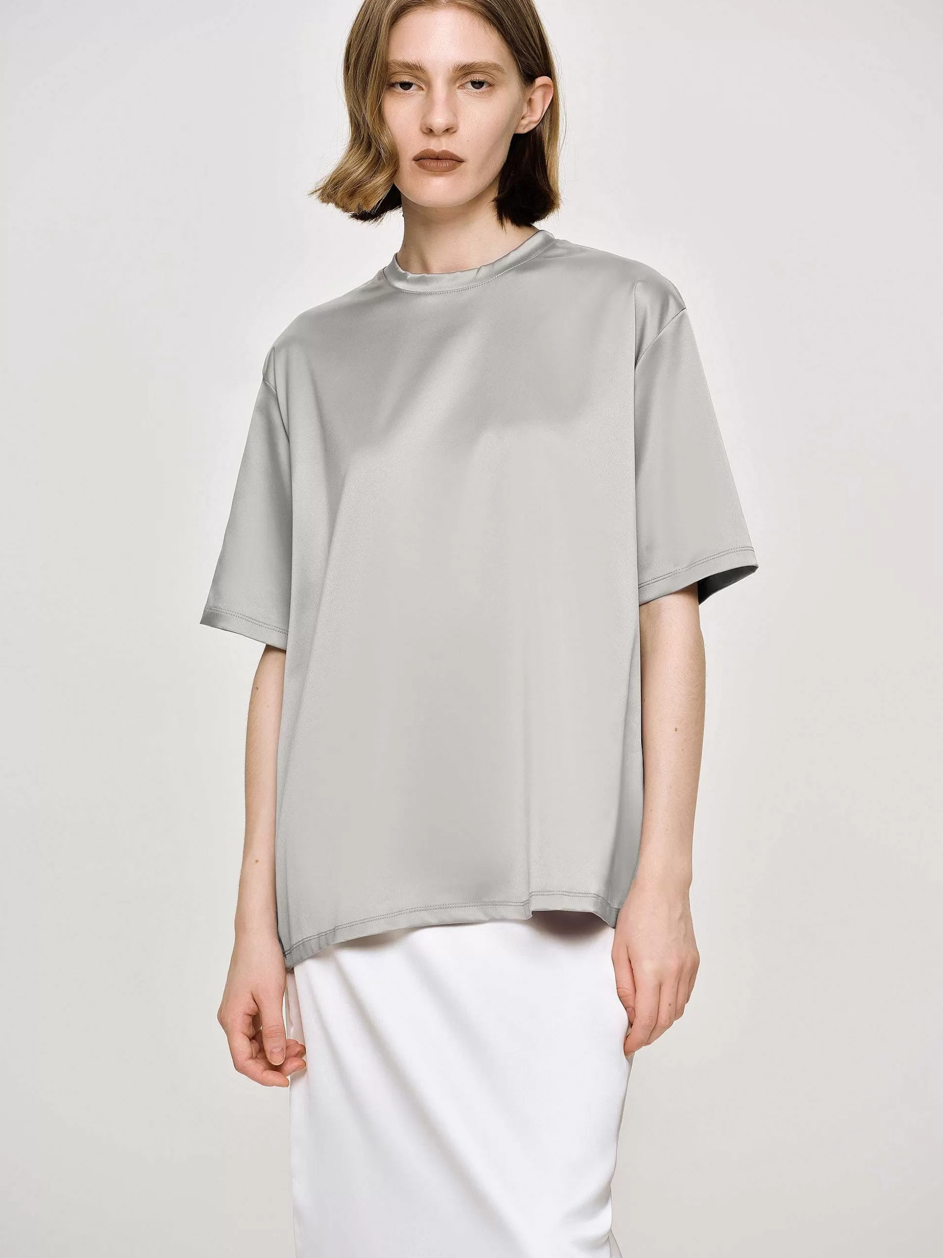 Women Source Unknown Accessories-Satin T-Shirt, Silver