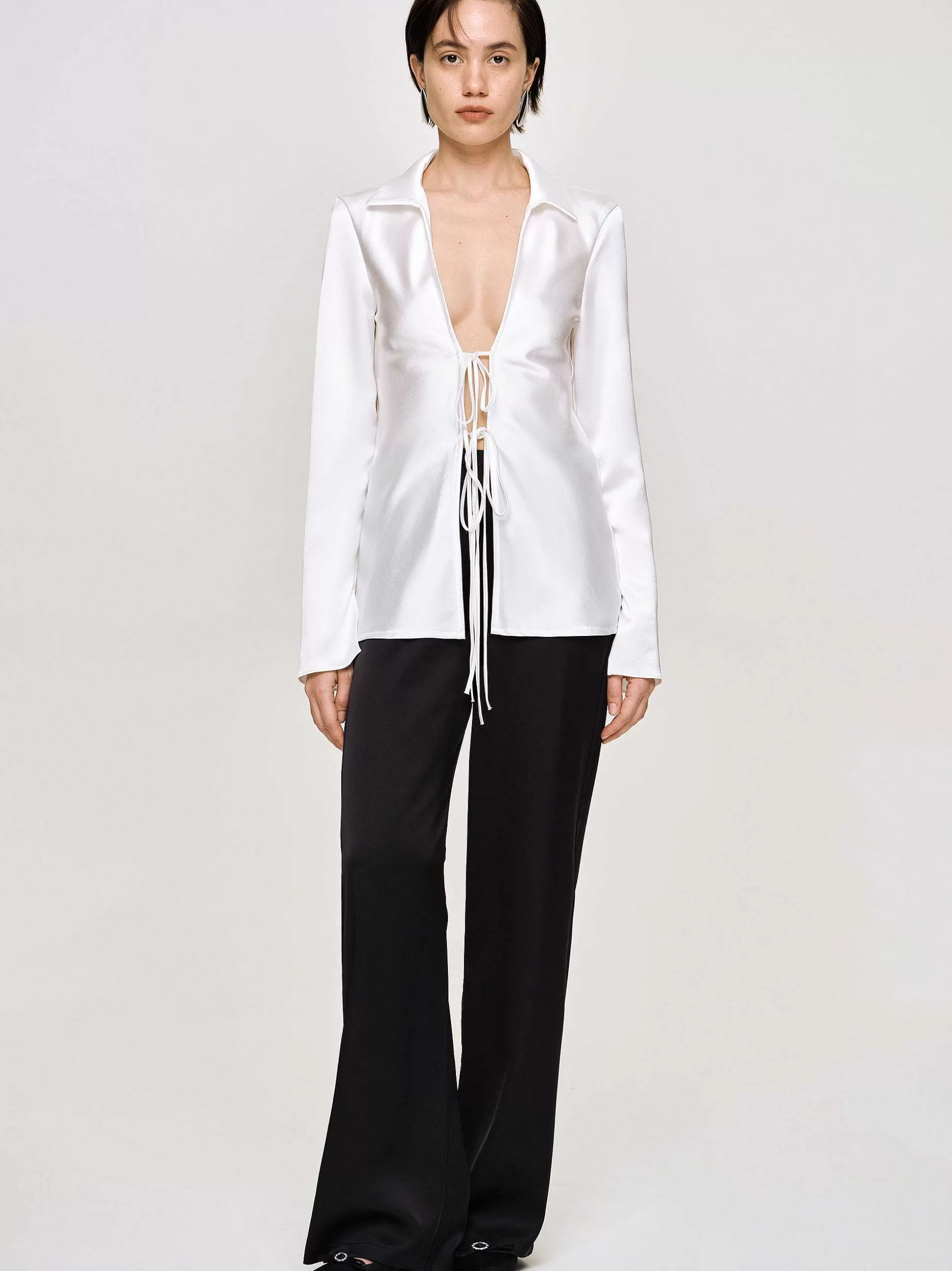 Women Source Unknown Accessories-Satin-Crepe Pants, Black