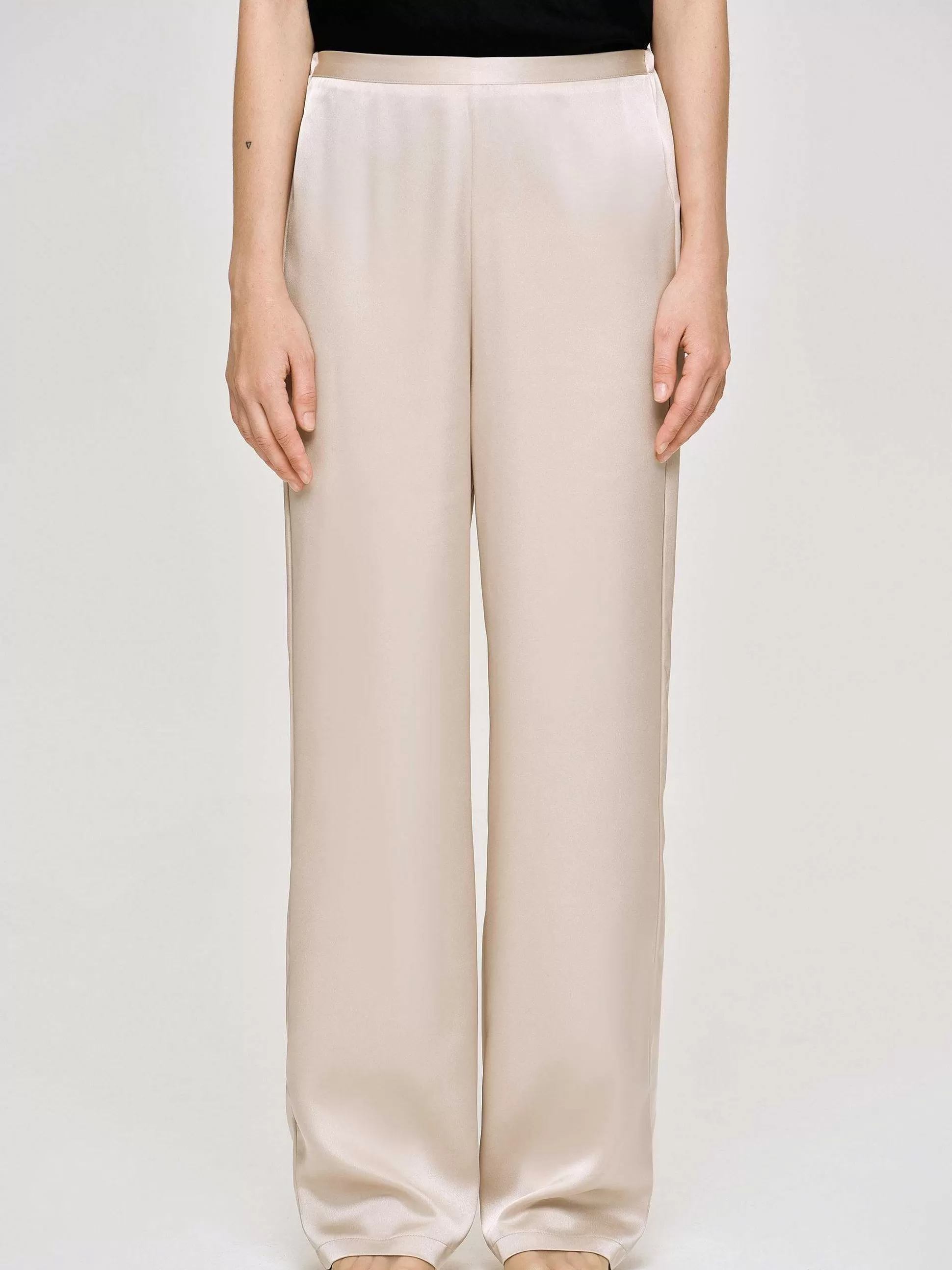 Women Source Unknown Accessories-Satin-Crepe Pants, Champagne