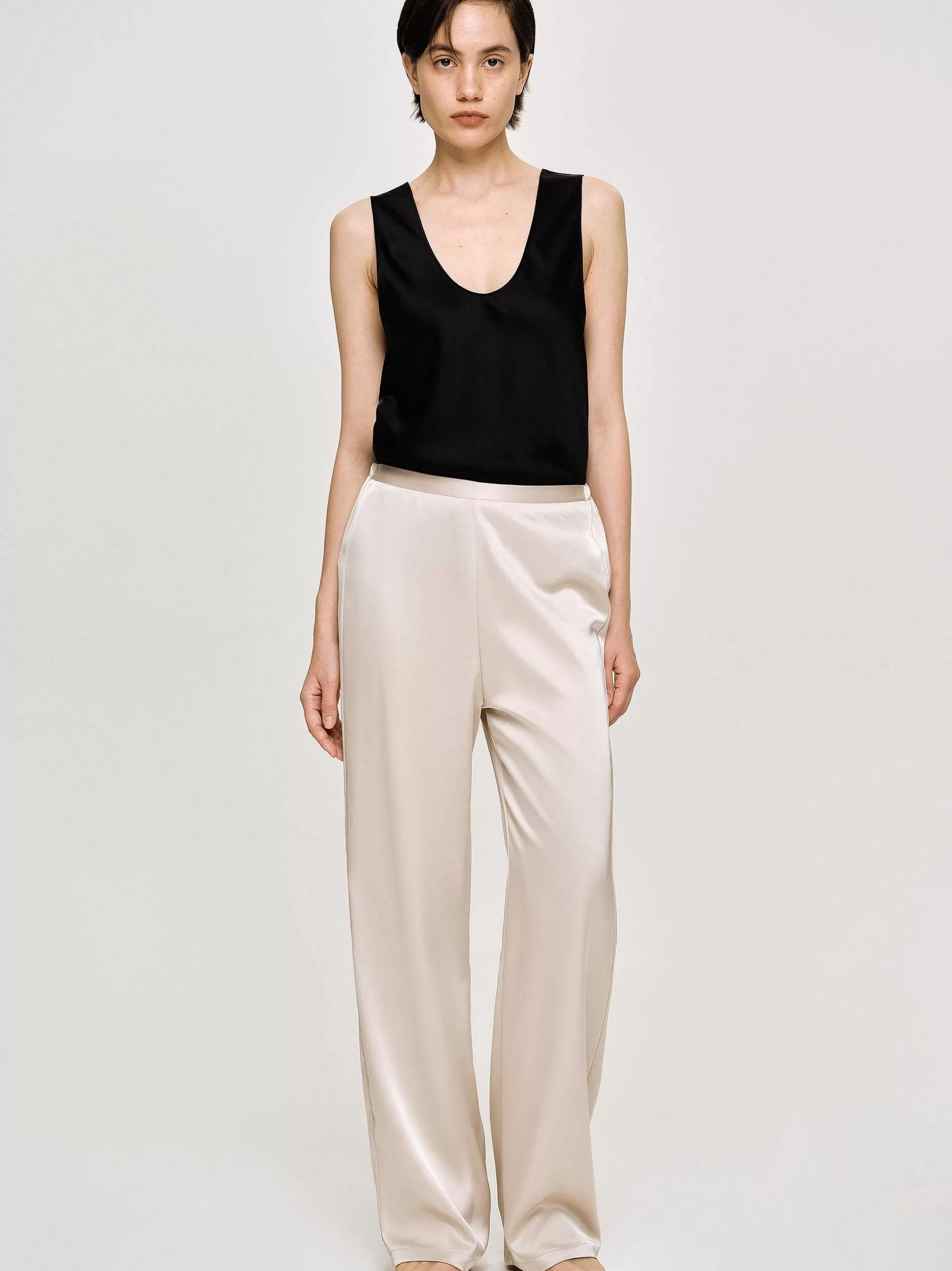 Women Source Unknown Accessories-Satin-Crepe Pants, Champagne