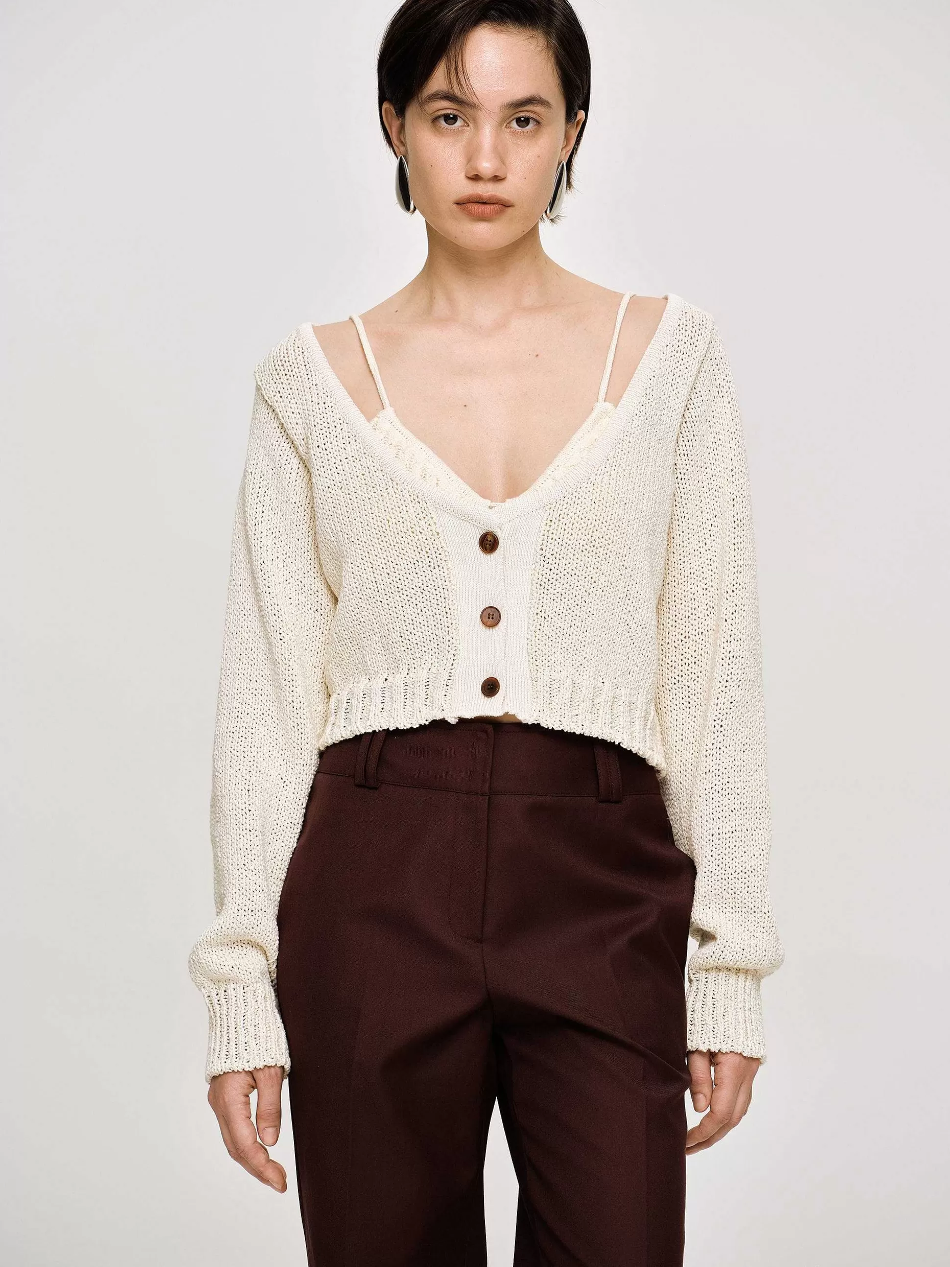 Women Source Unknown Knitwear-Scoop Neck Knit, Almond