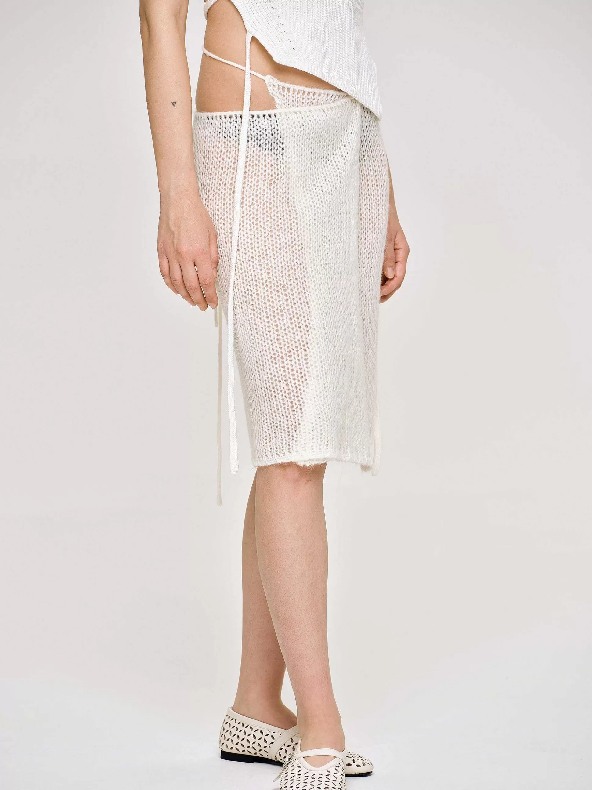 Women Source Unknown Knitwear-Semi-Sheer Knit Skirt, Birch